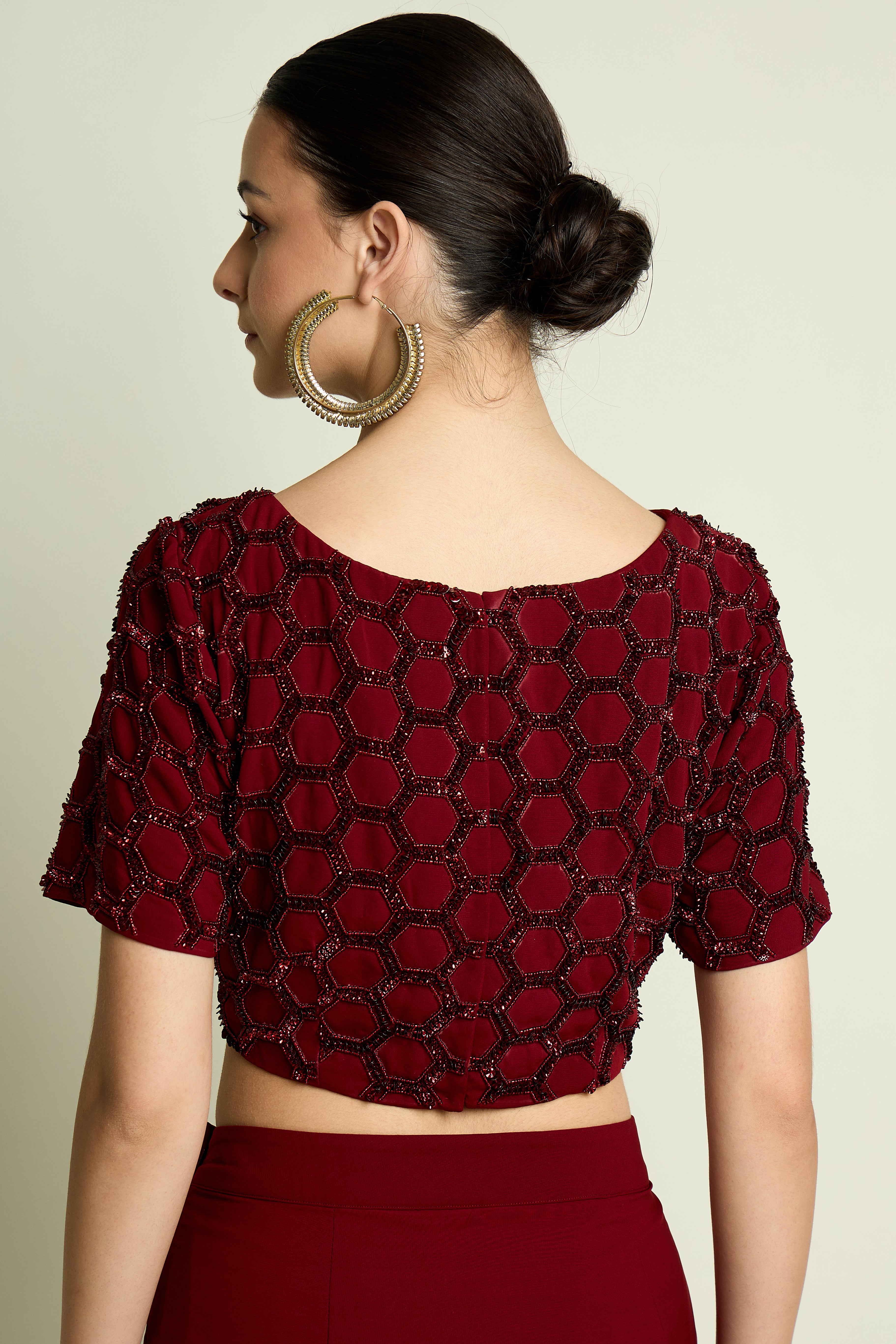 Wine Crystal Web Blouse