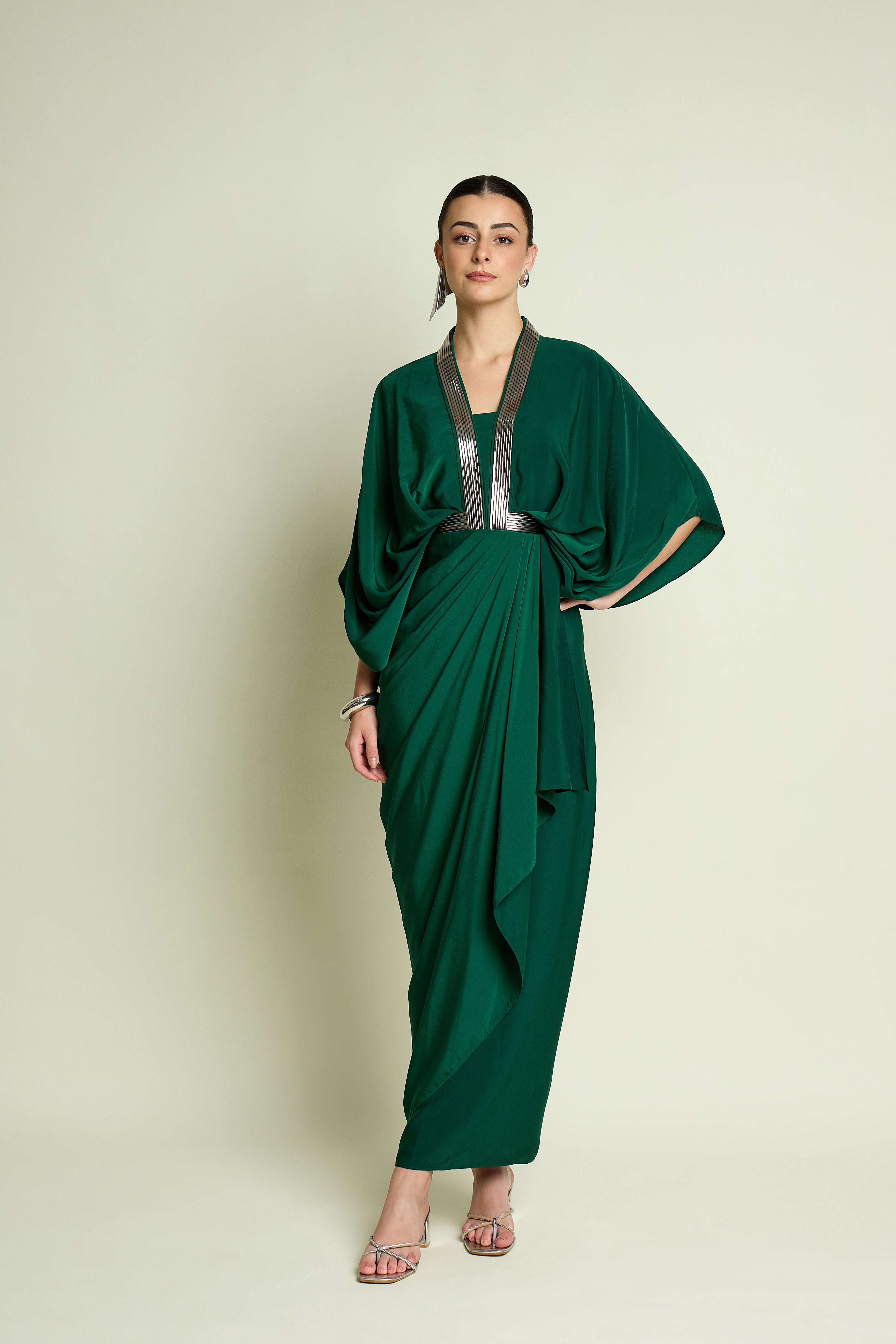 Metallic Drape Dress