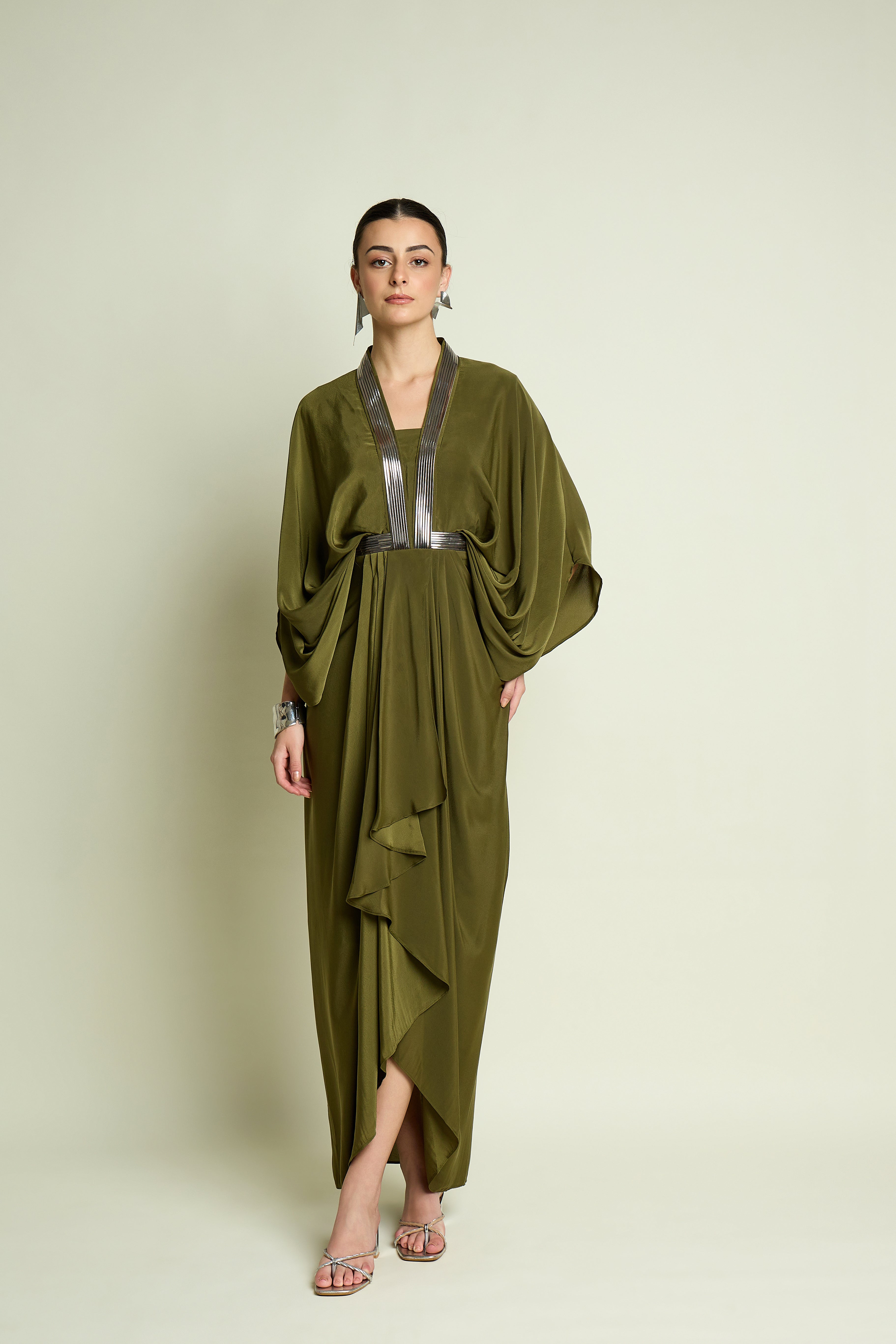 Metallic Drape Dress