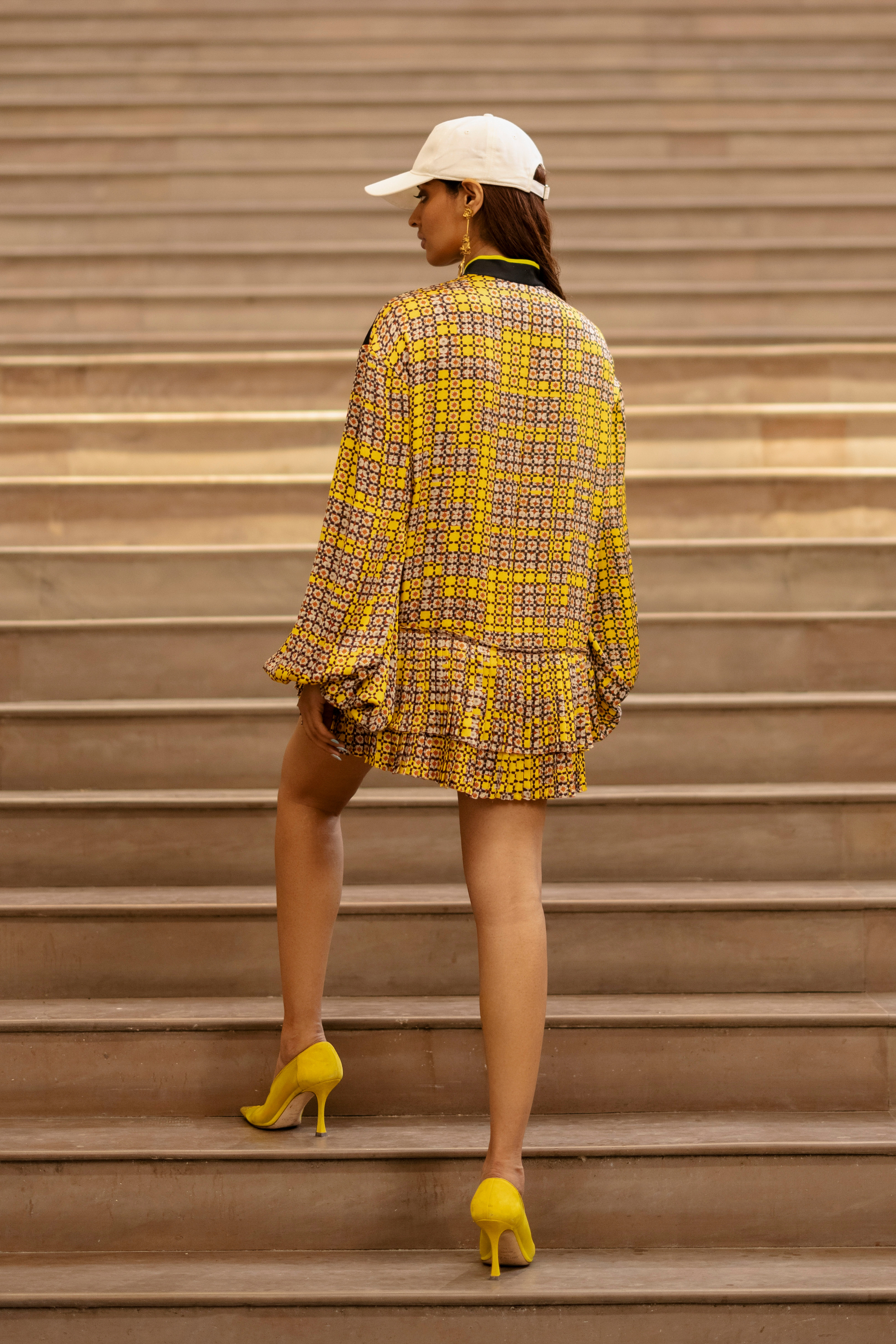 Printed Short Dress With Sporty Detail