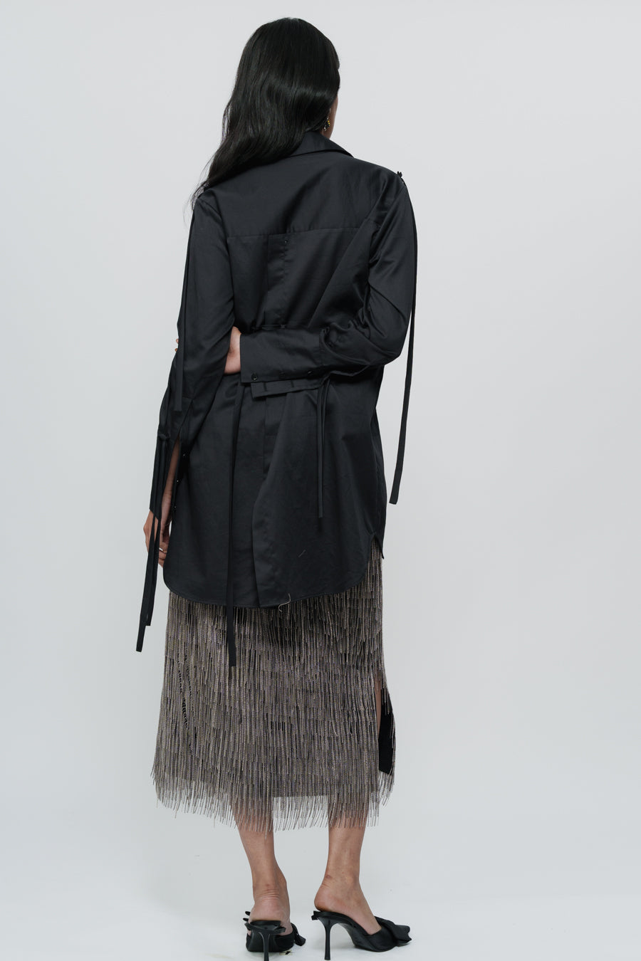 Short Shirt Dress With String Details