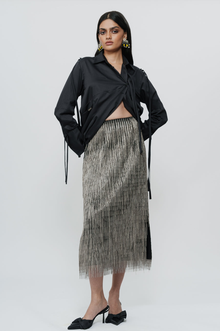 Short Shirt Dress With String Details