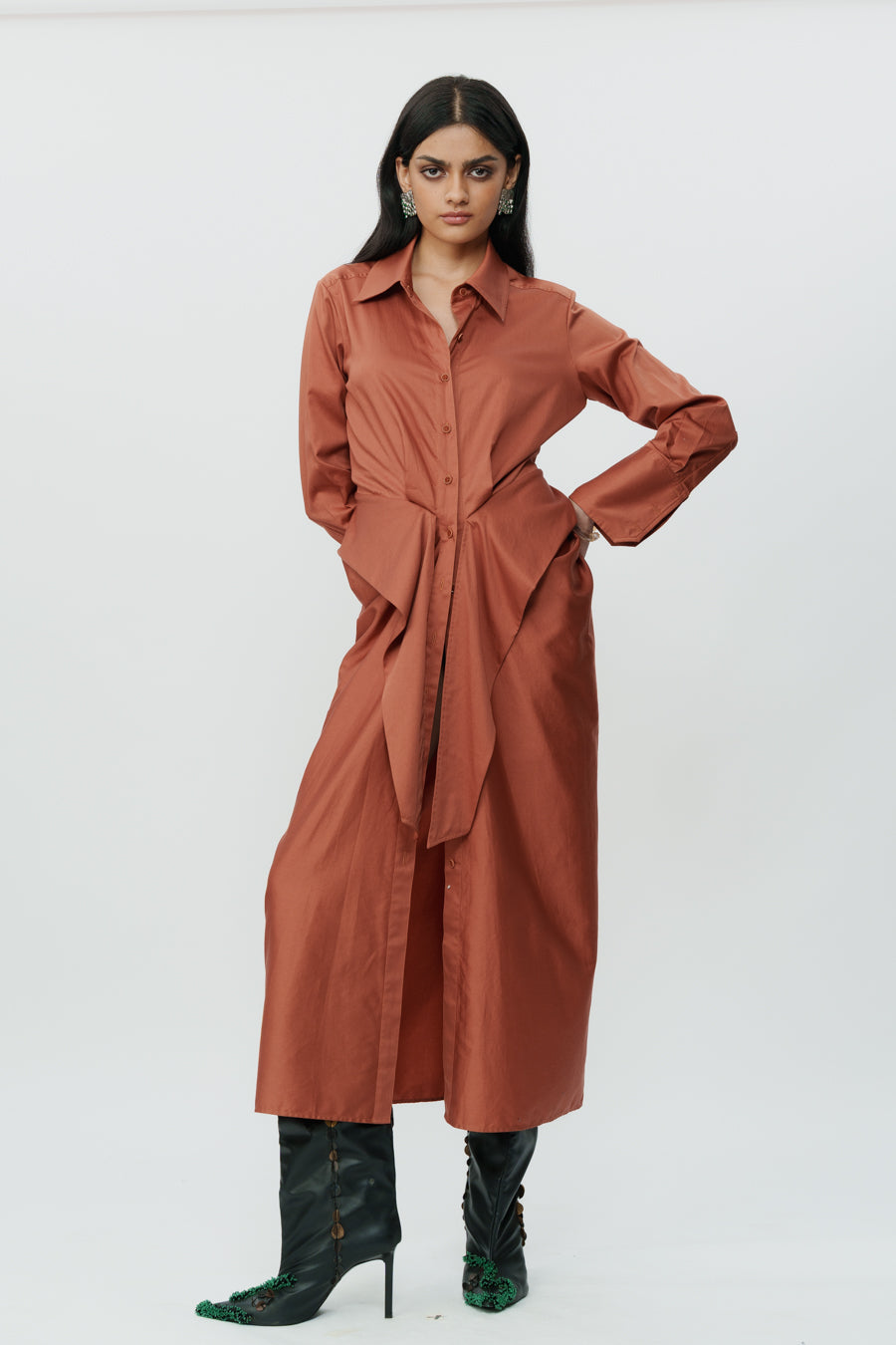 Burnt Orange Shirt Dress