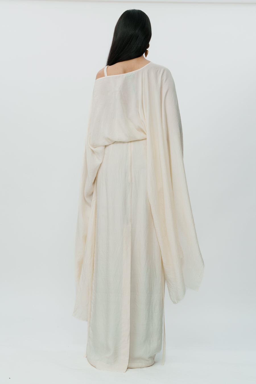 Off White Flared Sleeve Top With Long Skirt