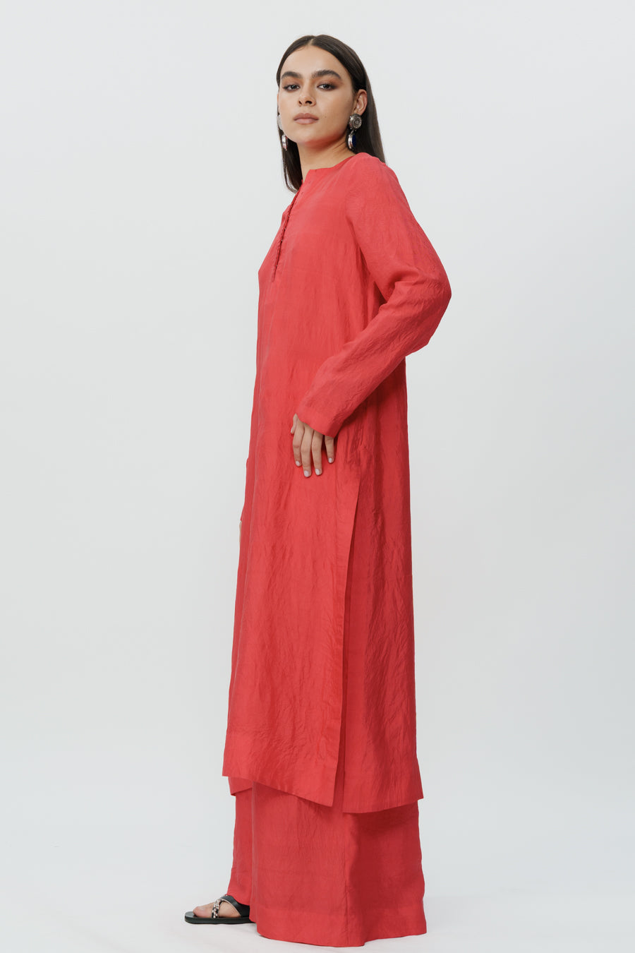 Red Long Kaftan With Pants