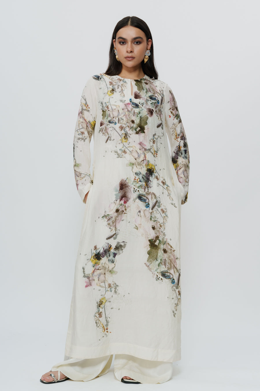 Abstract Print Kaftan Dress