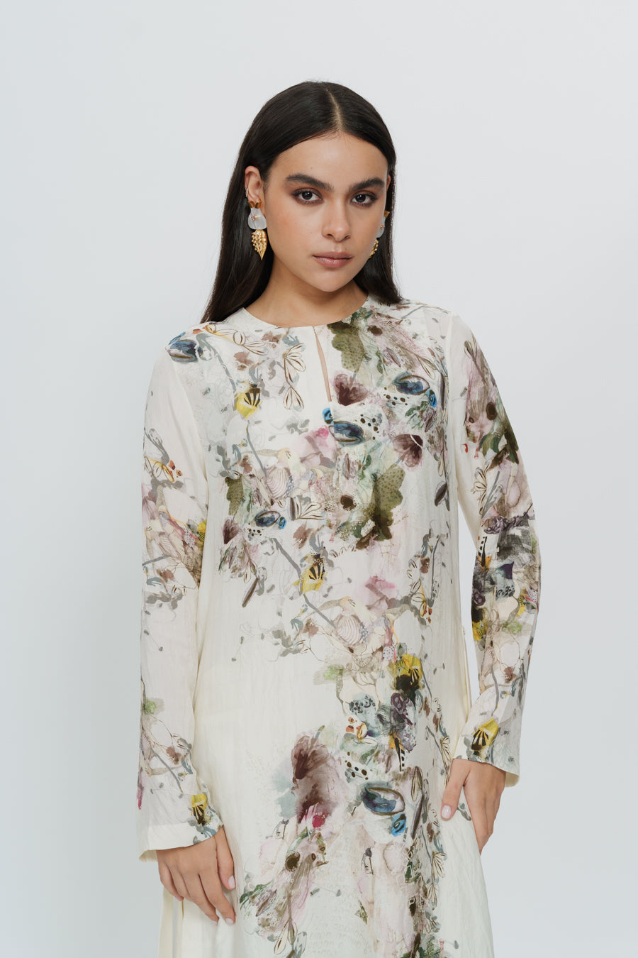 Abstract Print Kaftan Dress