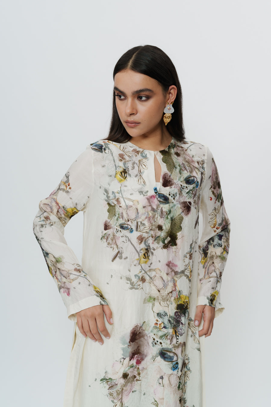 Abstract Print Kaftan Dress