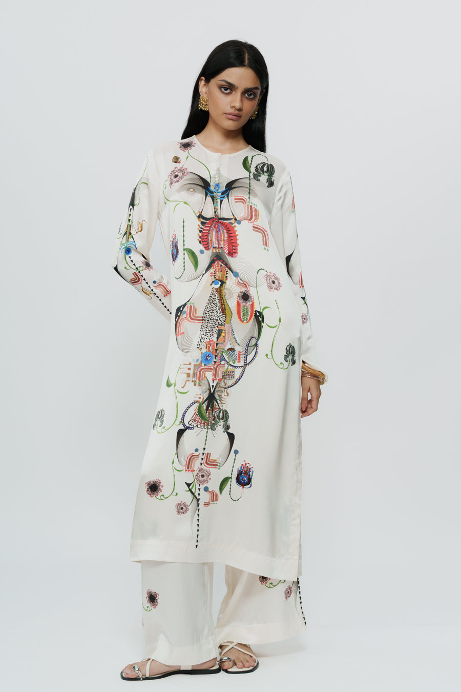 Astral Print Long Kurta With Trouser