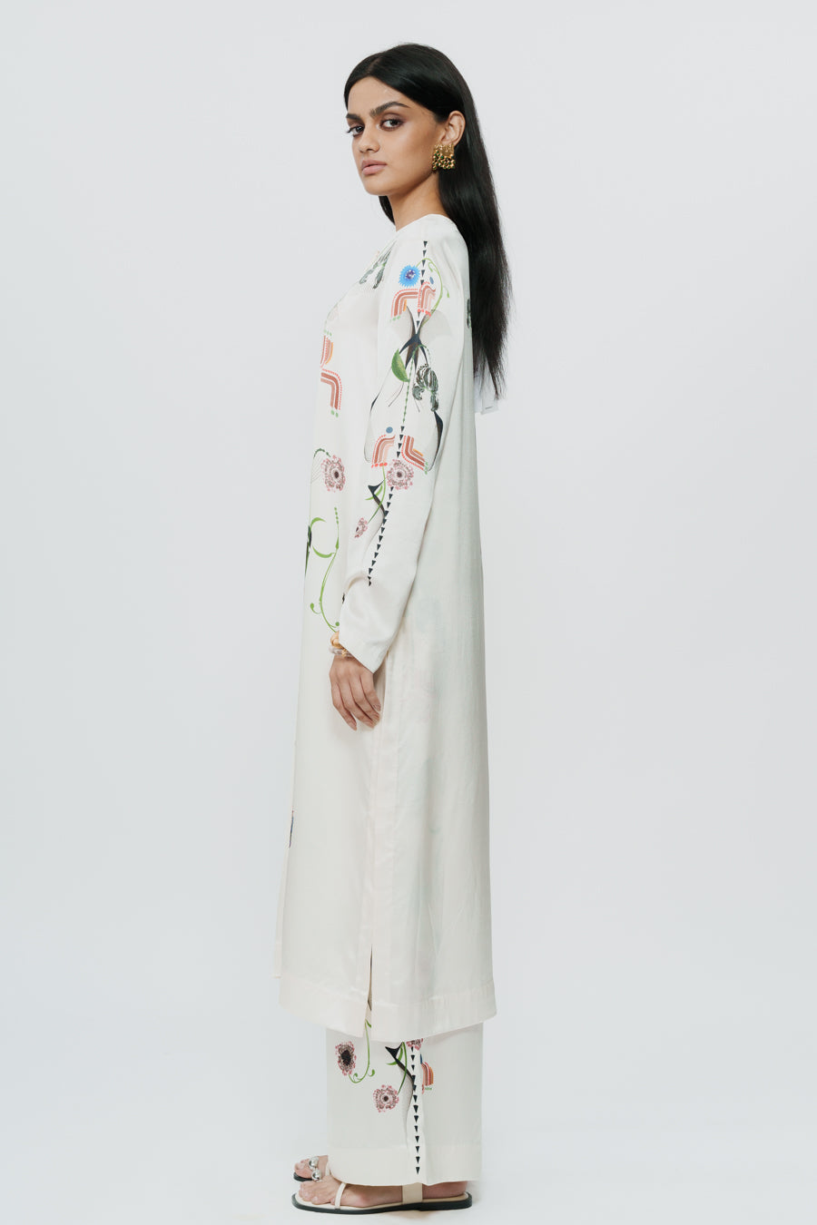 Astral Print Long Kurta With Trouser
