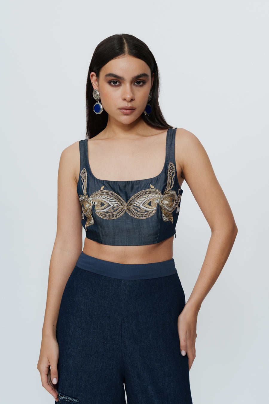 Hand Embroidered Threadwork Crop Top