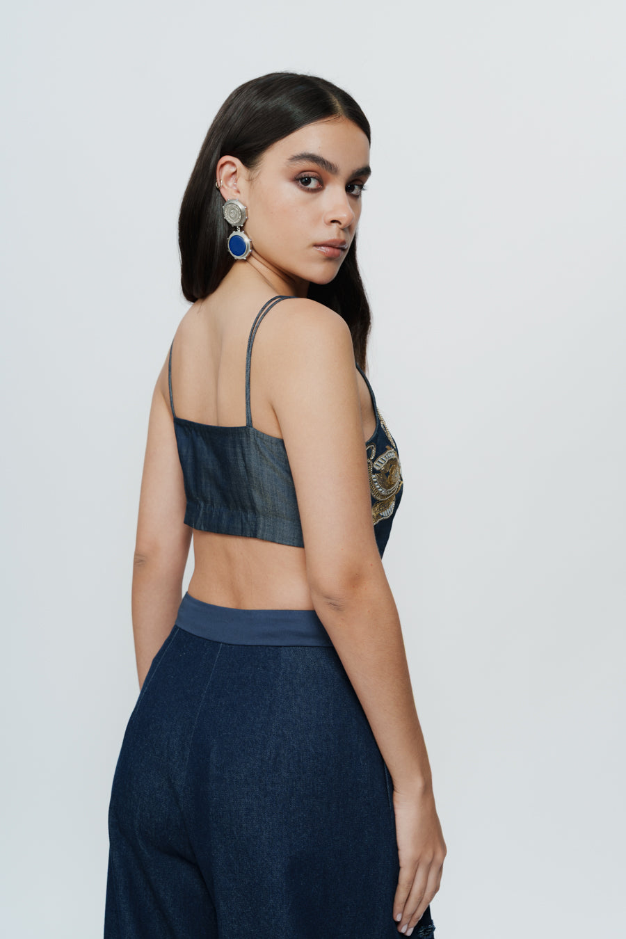 Hand Embroidered Threadwork Crop Top