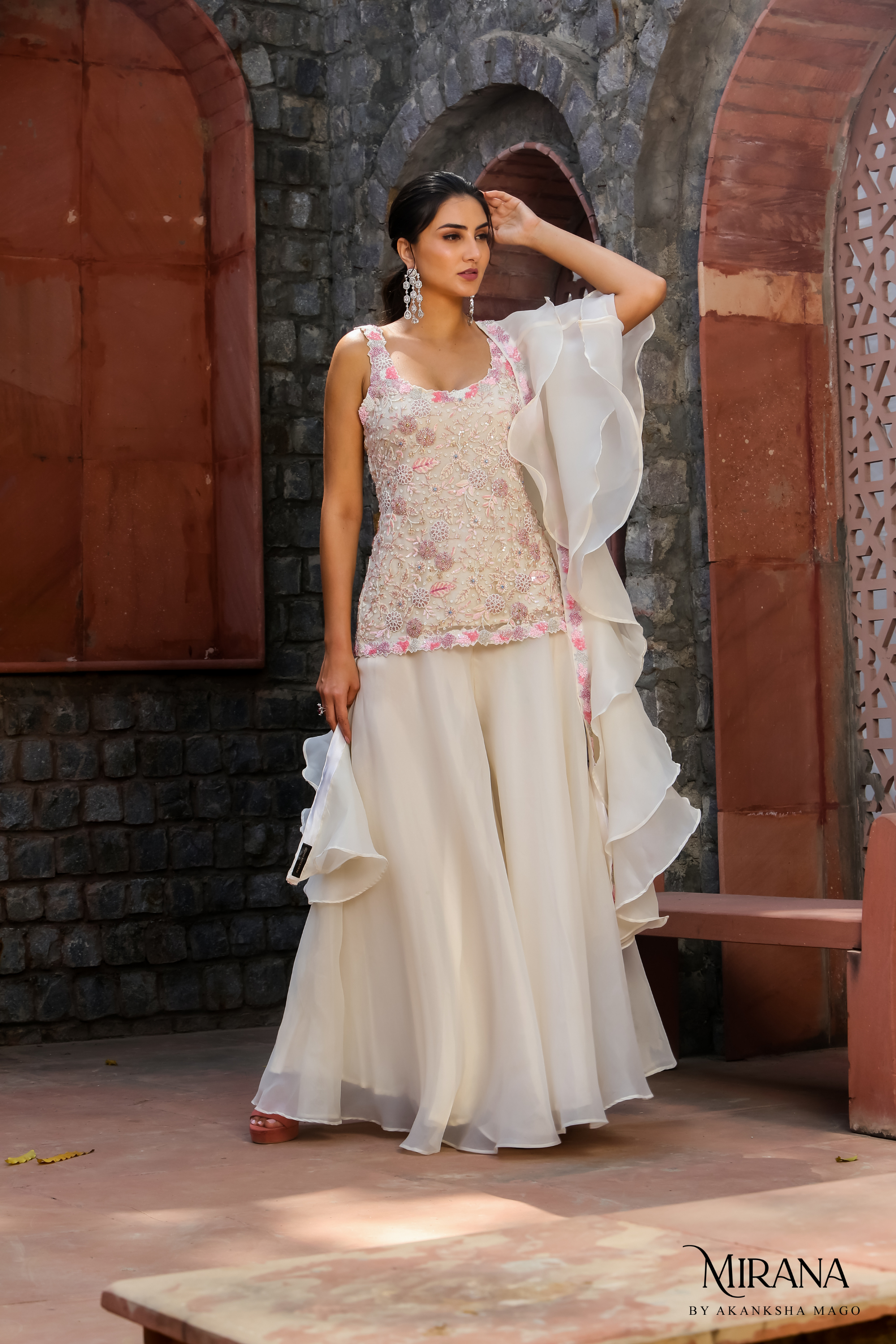 Ayla - Ivory (Multi) Short Kurta Skirt Set