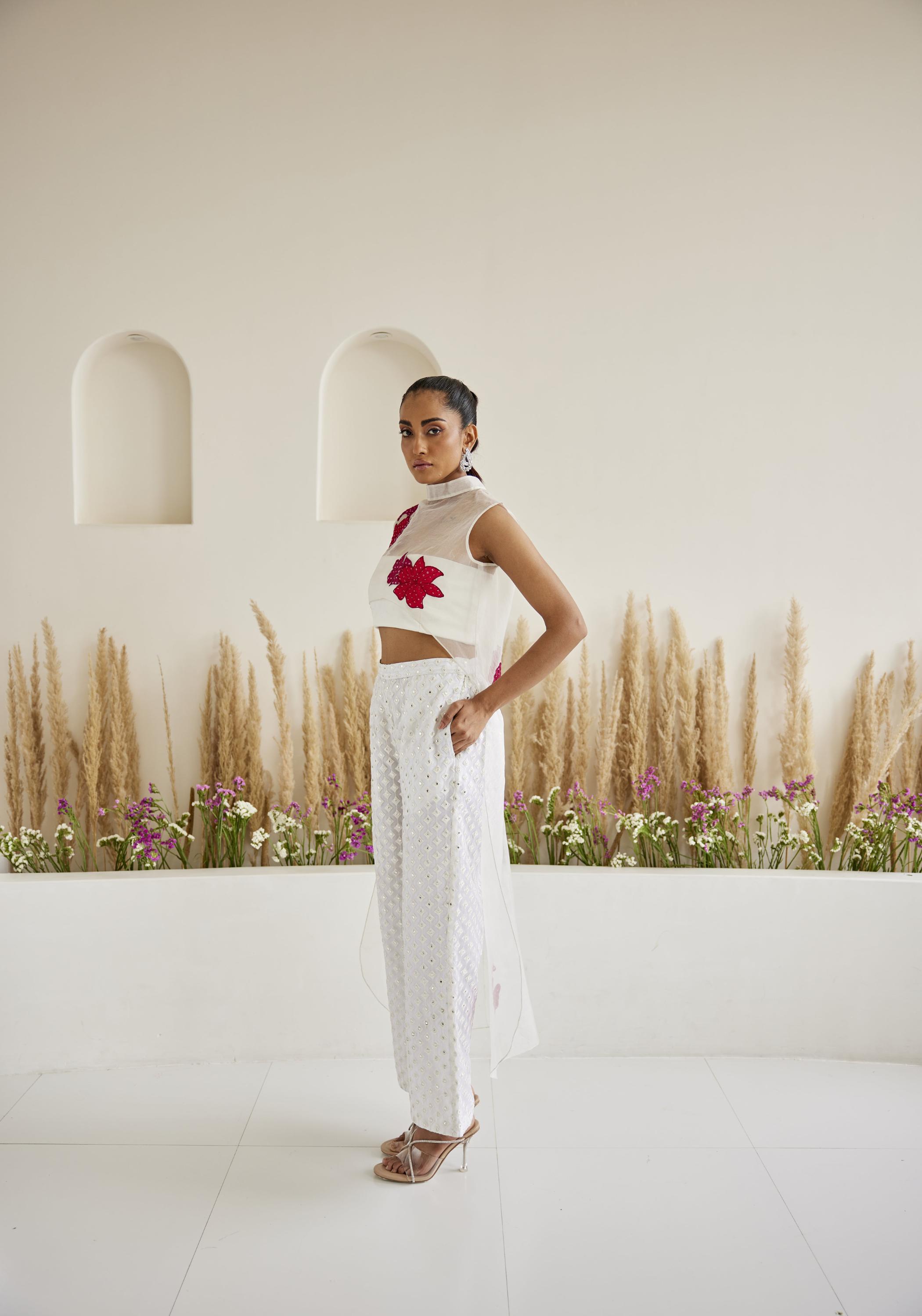 Organza Bandhani Applique Trail Top