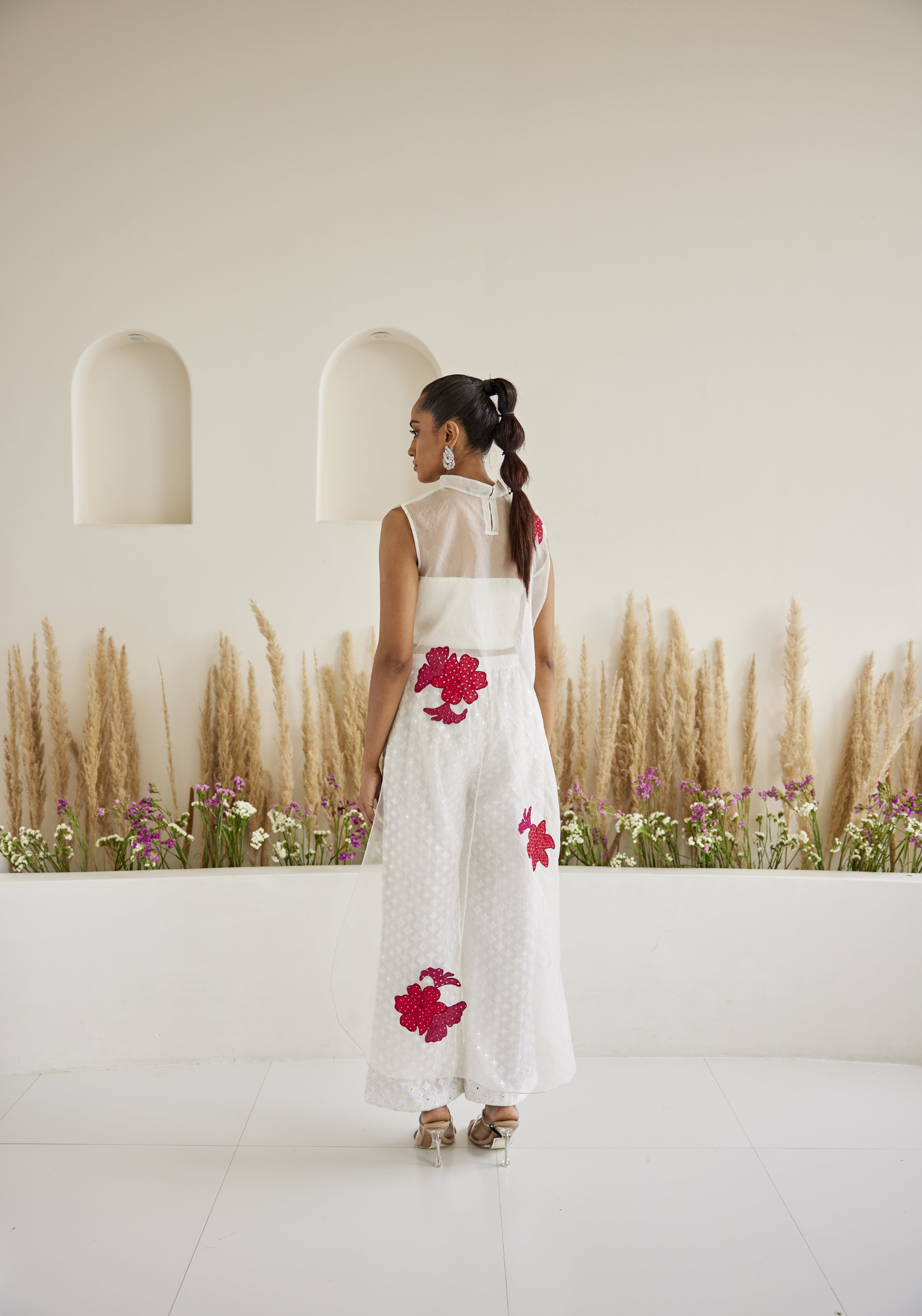 Organza Bandhani Applique Trail Top