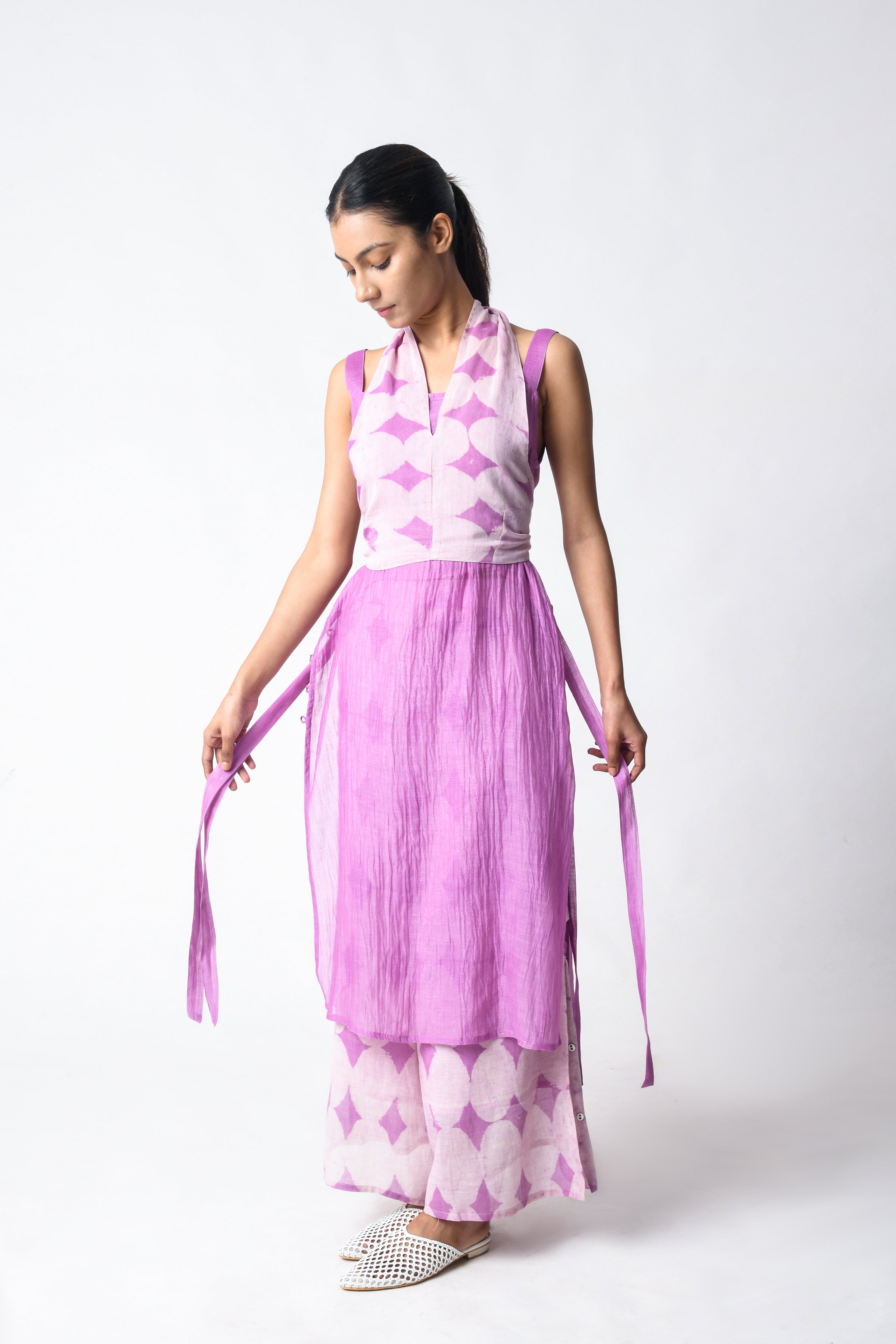 Tie-wrap Plum Co-ord Set