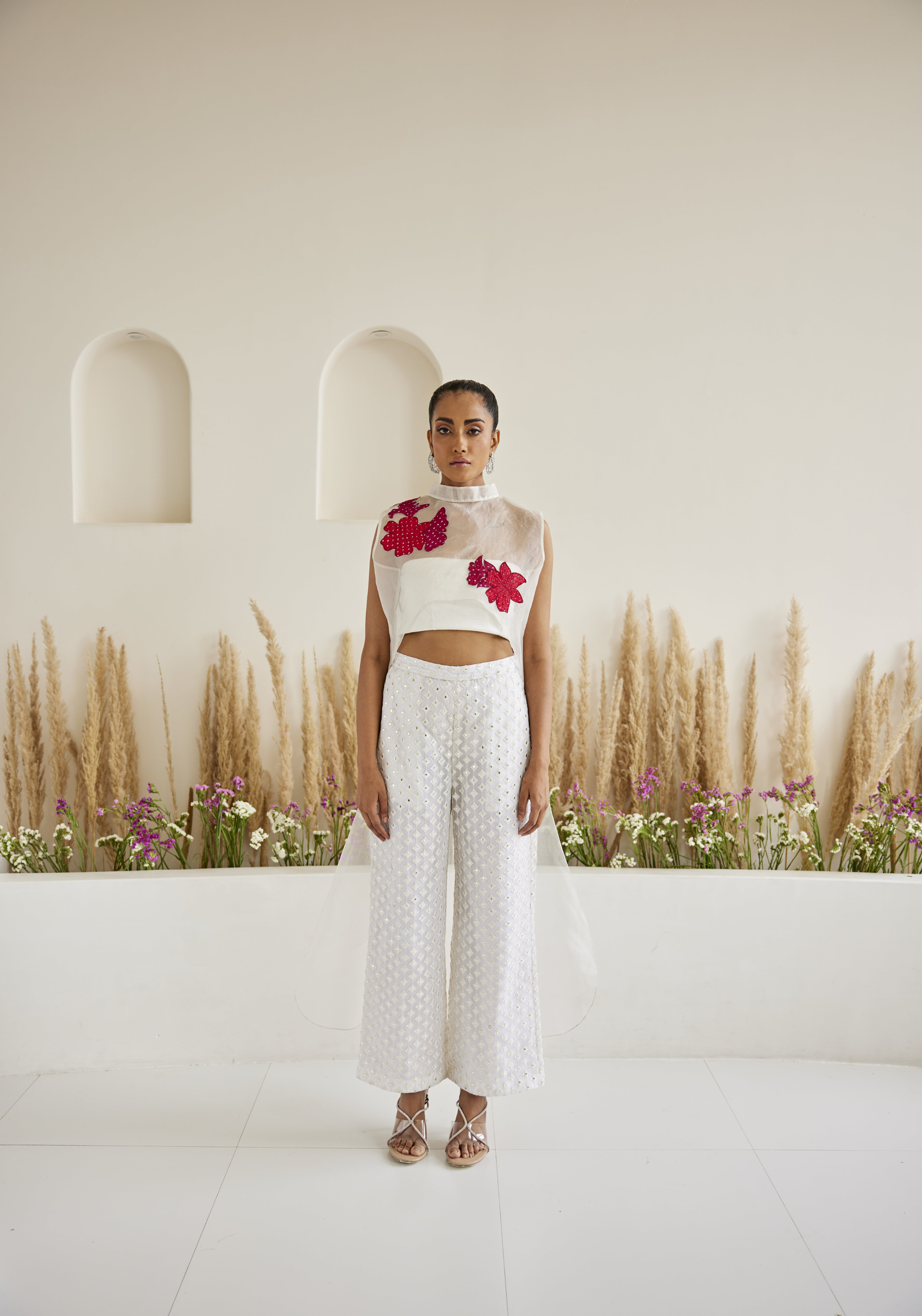 Organza Bandhani Applique Trail Top