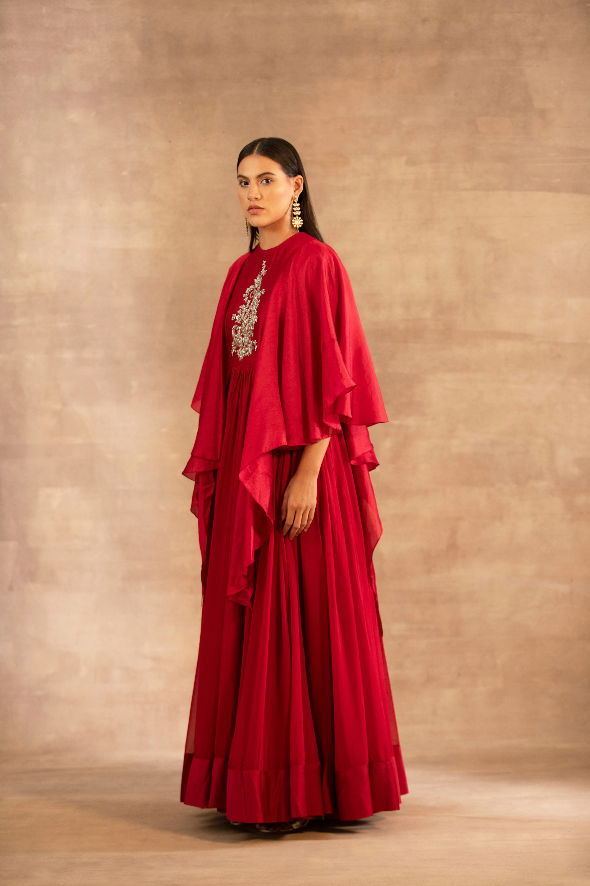 Red Embroidered Anarkali