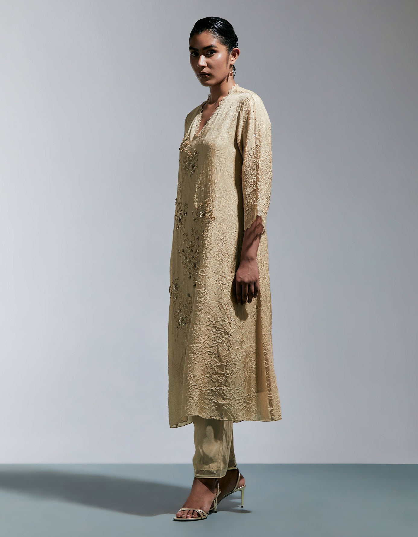 Shell Crushed Kurta Set
