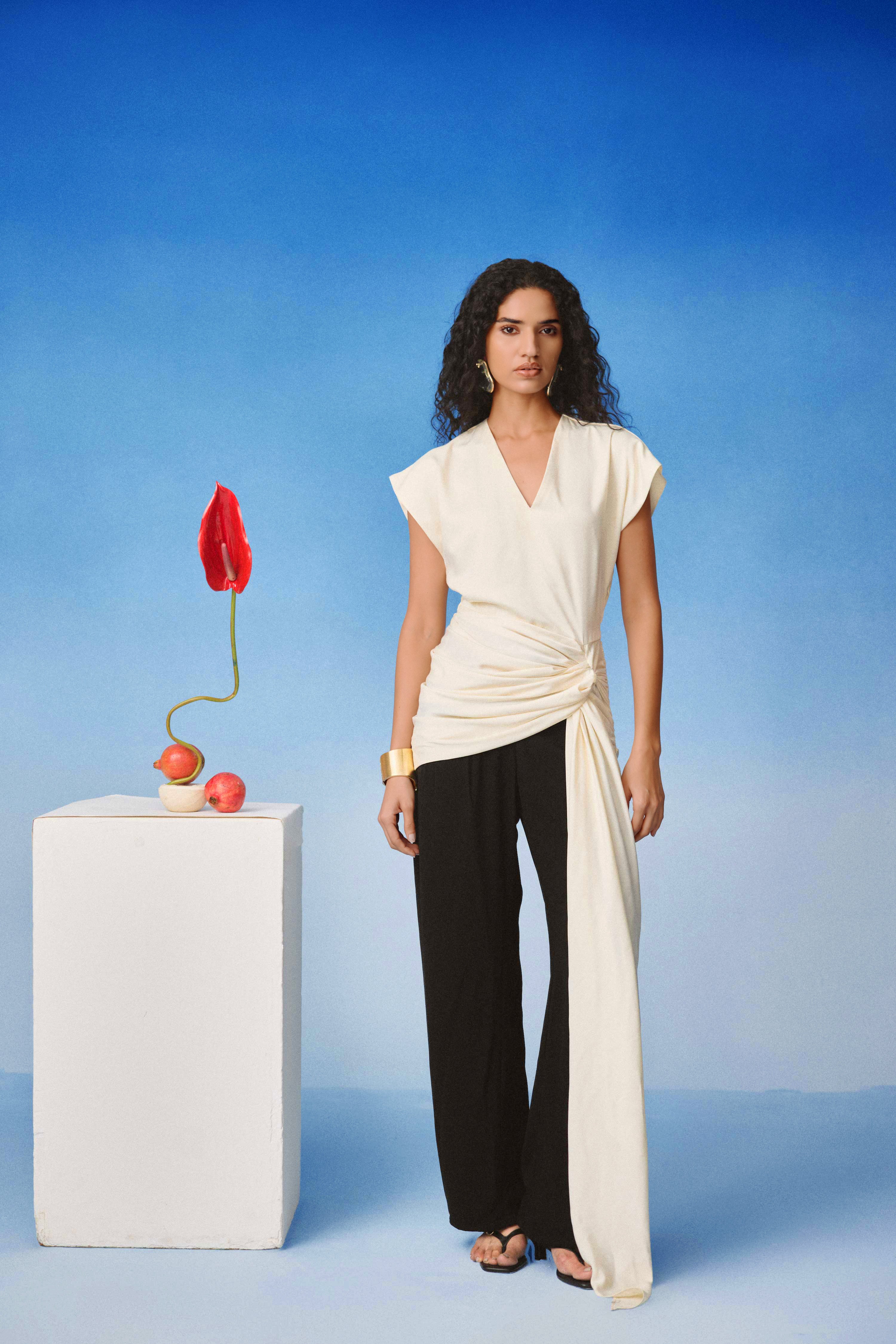 Echo Ivory Drape Top