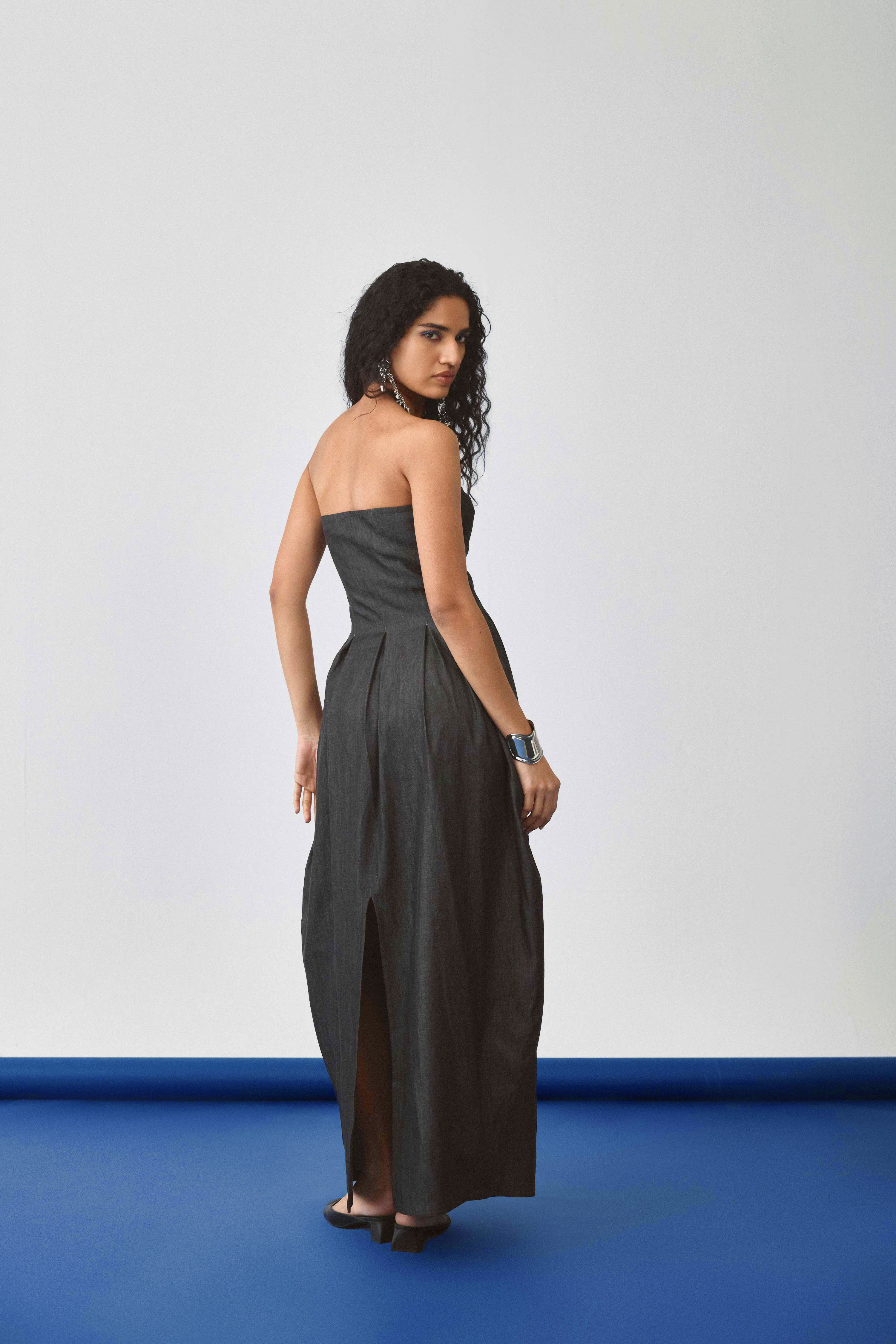Echo Flared Ballon Denim Dress