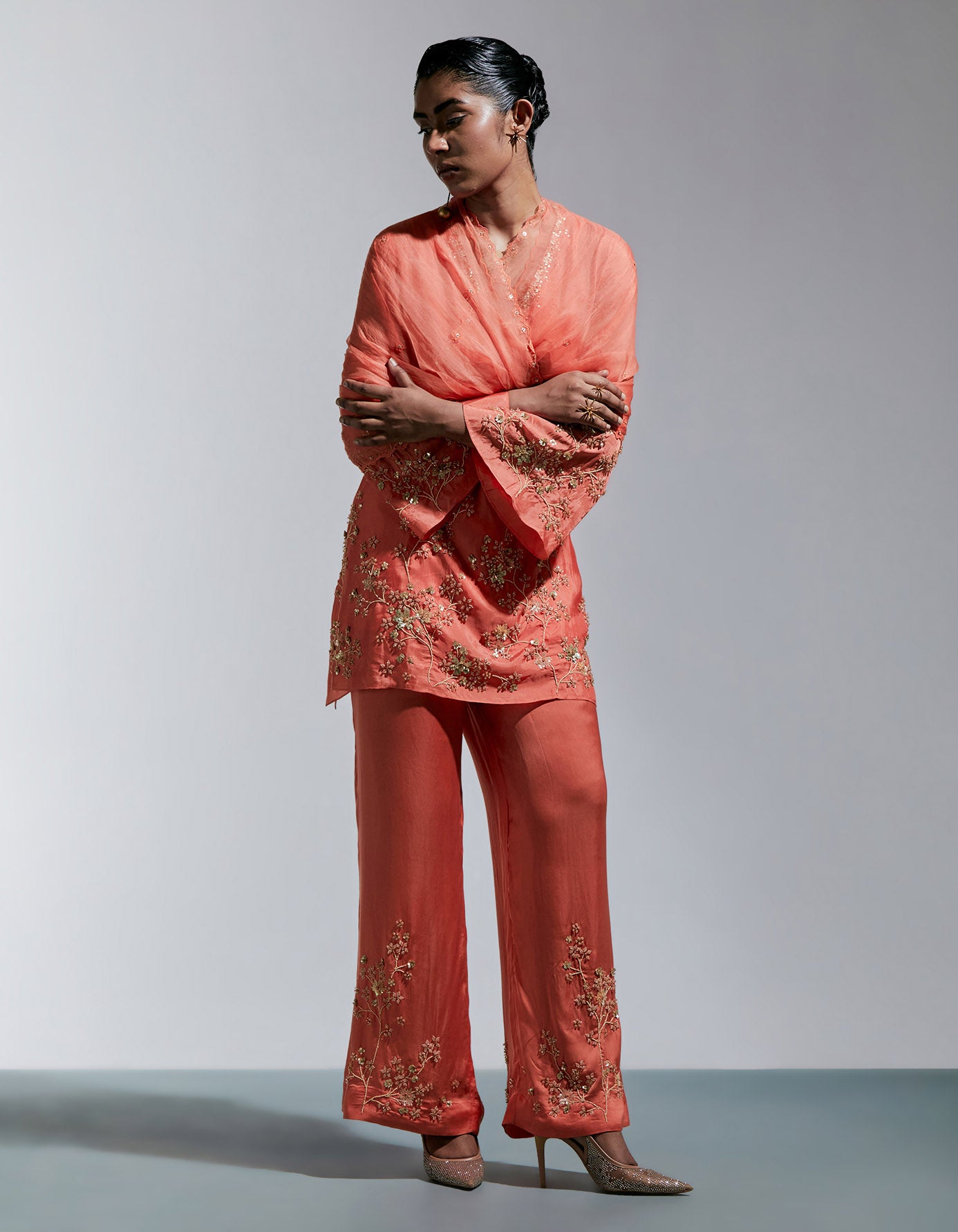 Vermillion Organza Dupatta