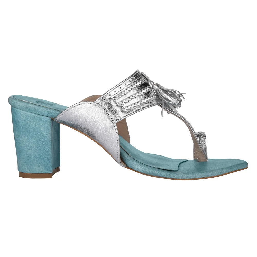 Silver & Blue Kolhaprui Heel