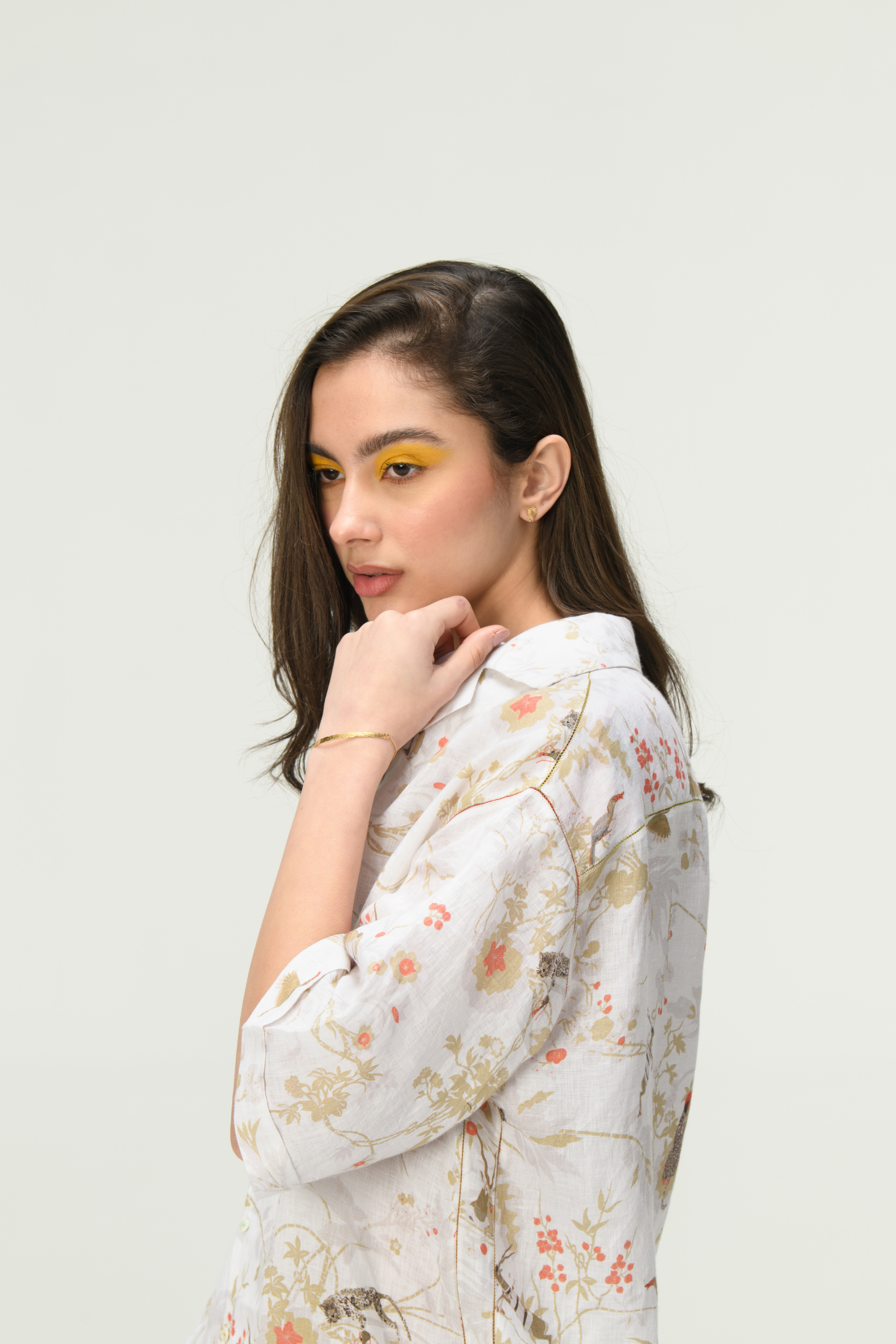 Rainforest Oversized Bush Shirt Ivory Linen