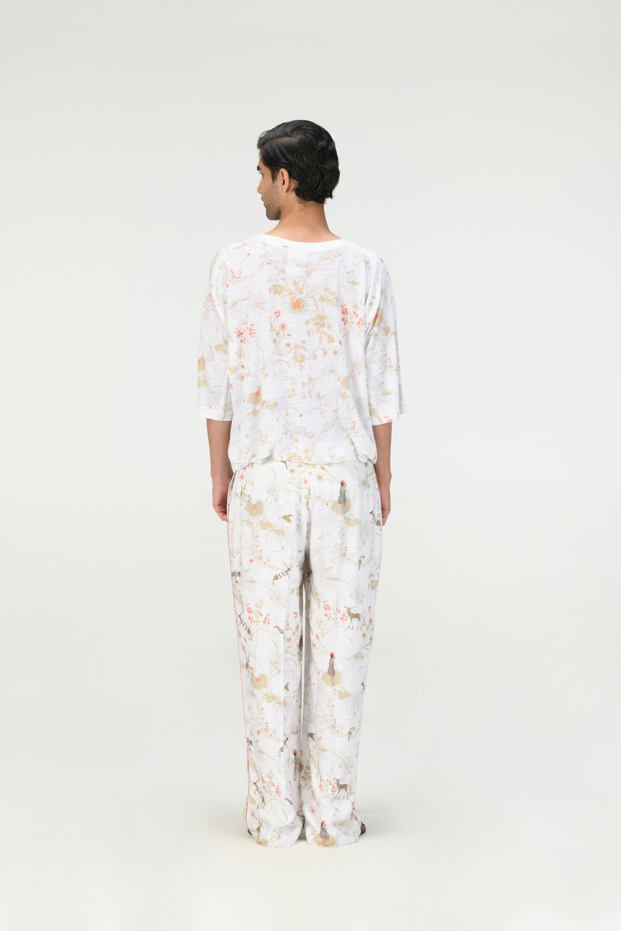 Rainforest Pyjama Pant Ivory Cotton Silk Twill