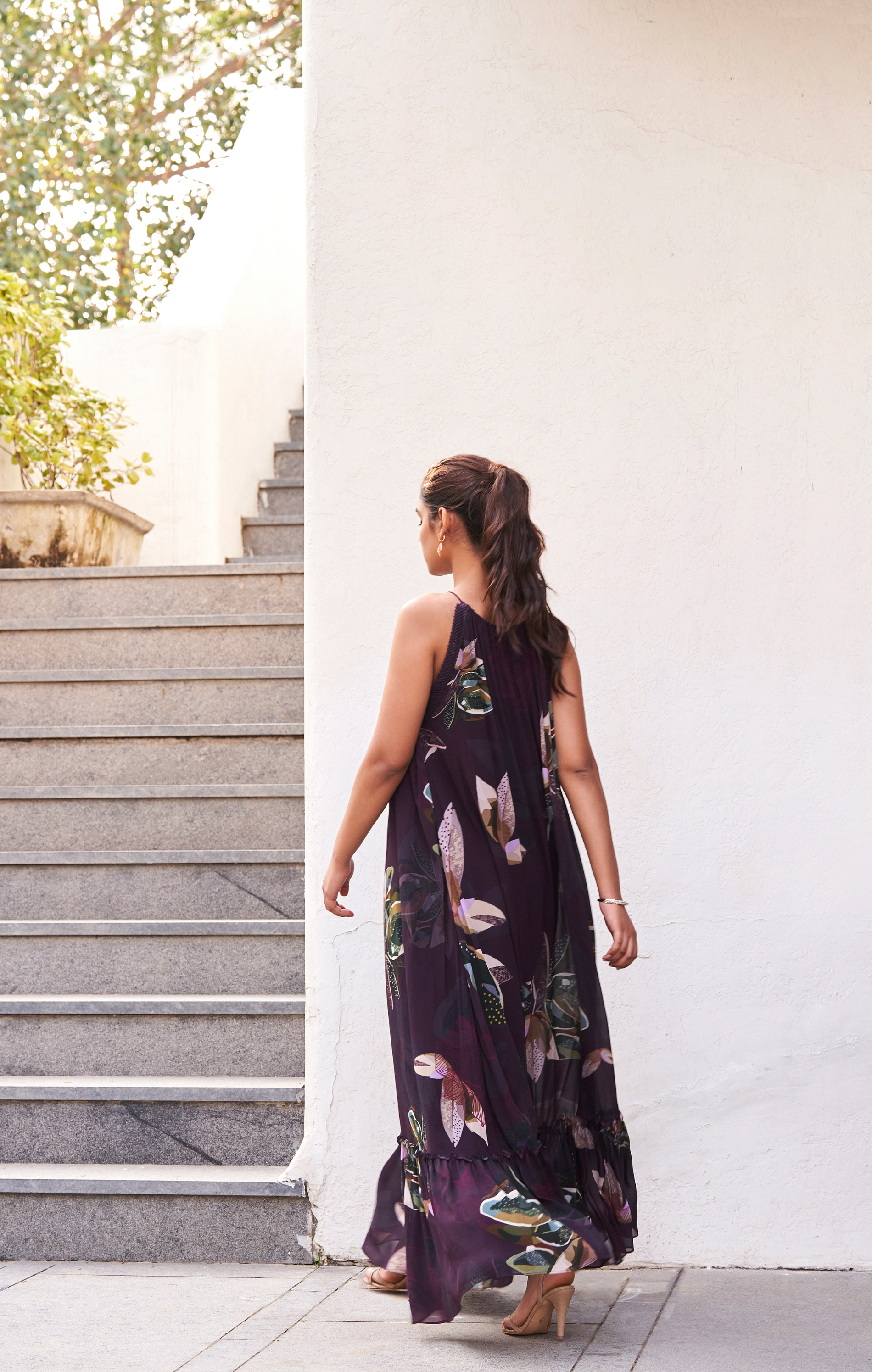 Botanical Leaf Maxi Dress
