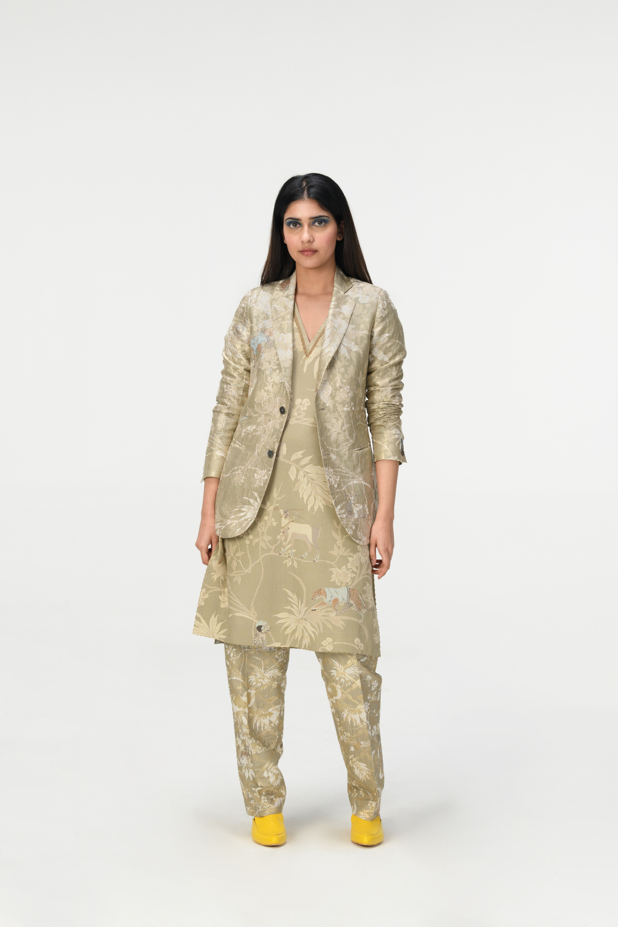 Rainforest Rana Blazer Oyster Grey Silk Brocade