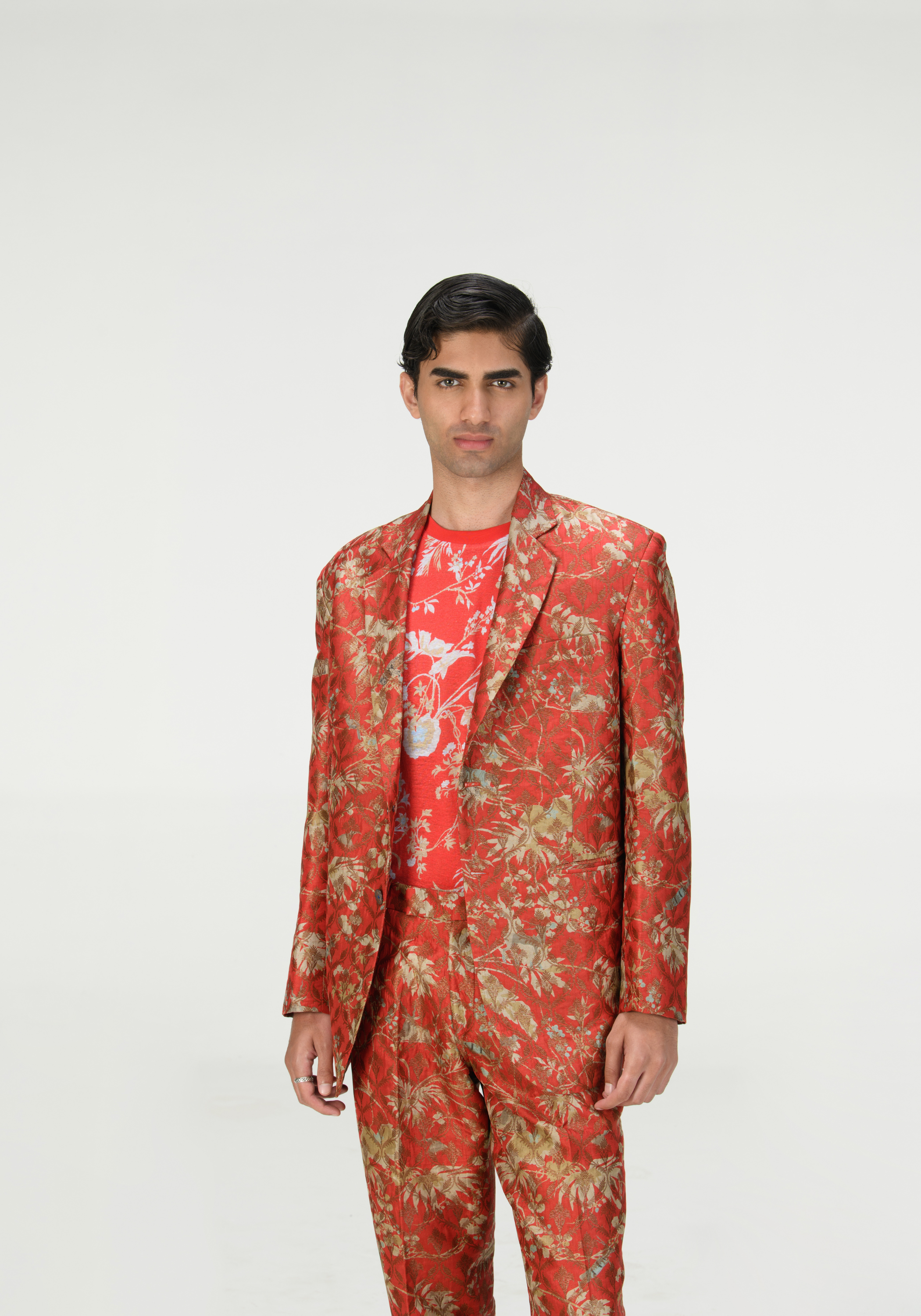 Rainforest Rana Blazers Red Silk Brocade