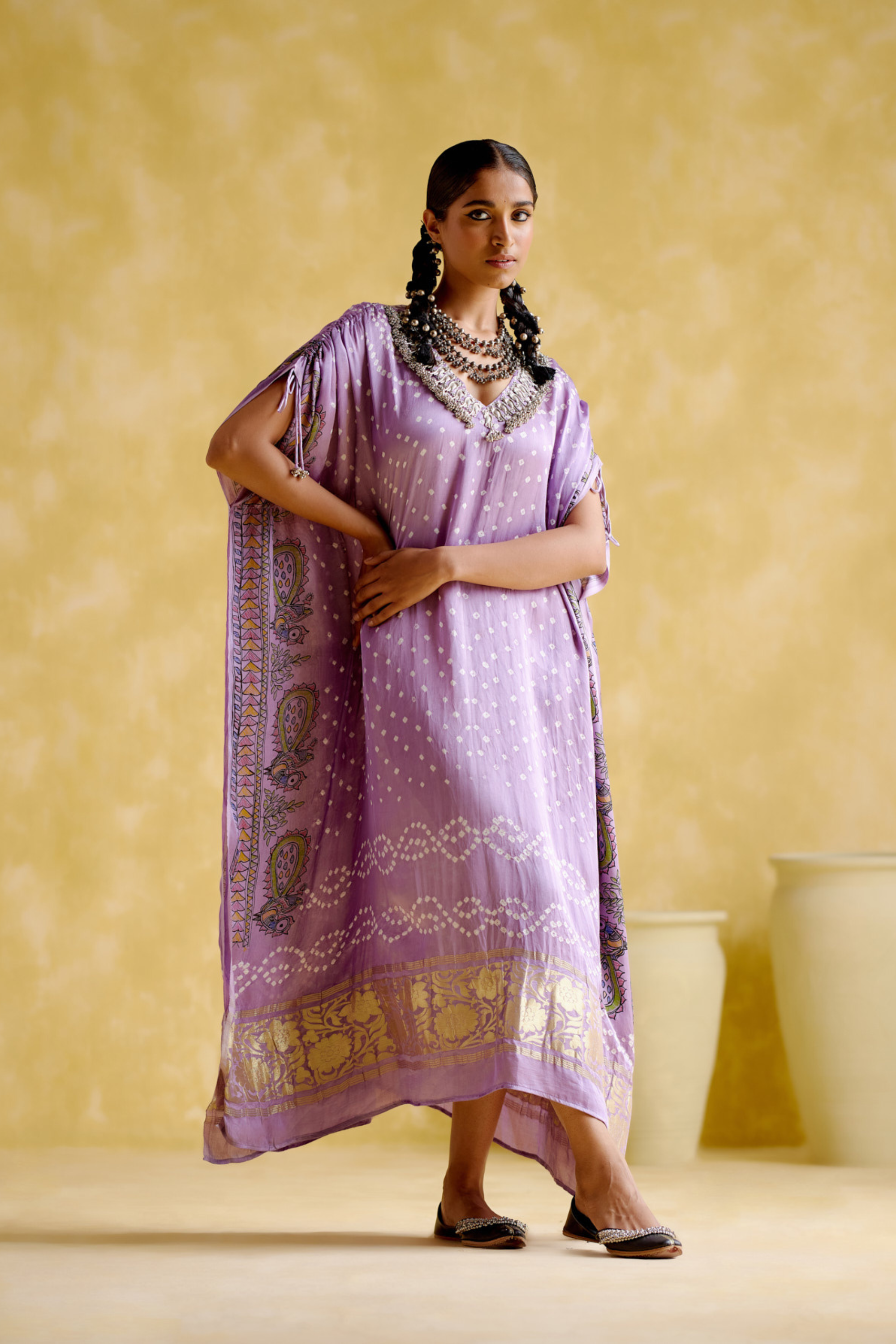 Anuradha -Kalamkari Purple Kaftan