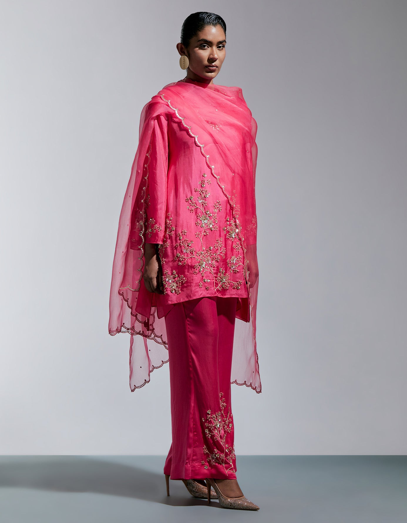 Raspberry Organza Dupatta