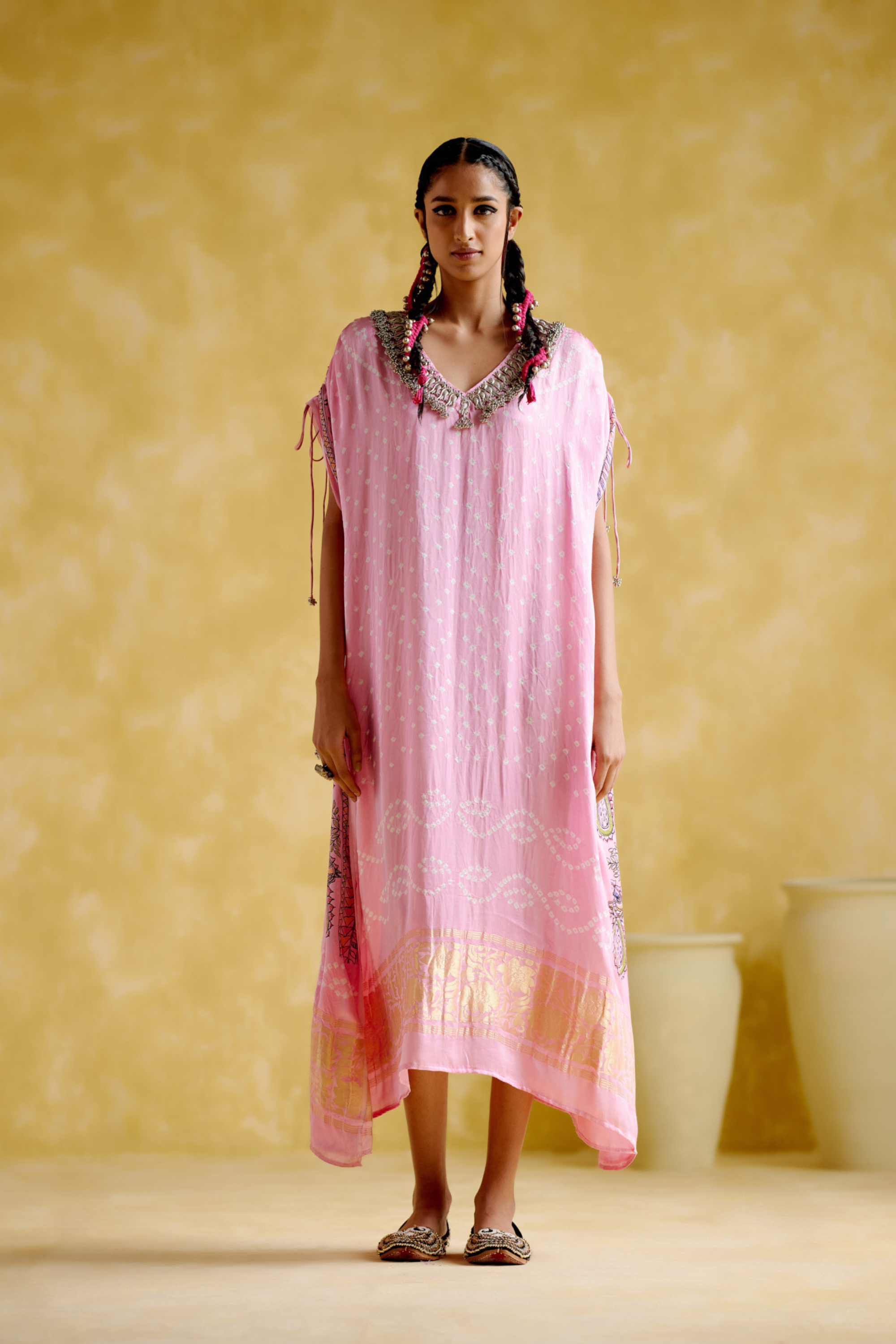 Anuradha -Kalamkari Pink Kaftan