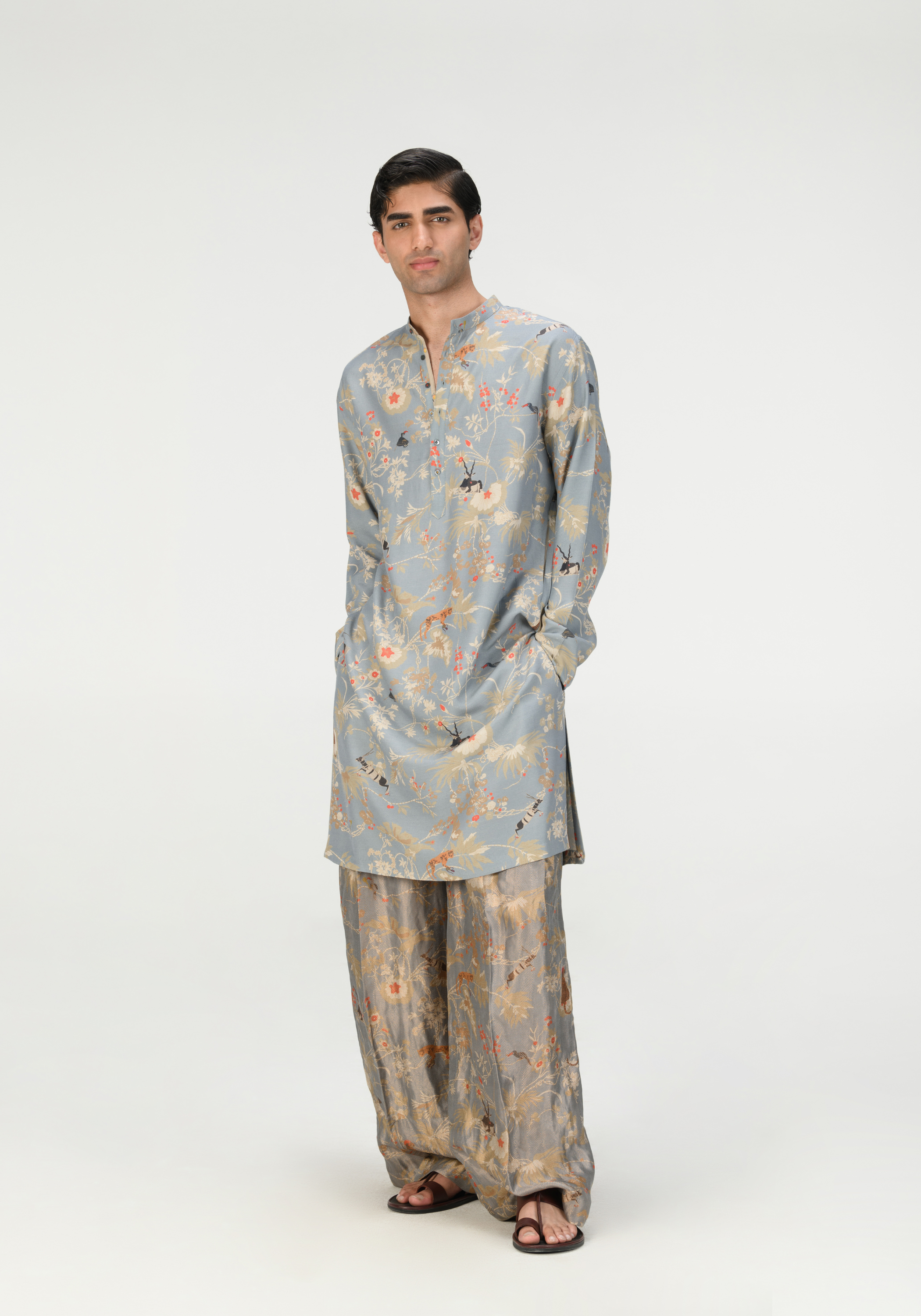 Rainforest Chhote Miyan Kurta (Raw Edge) Mcloud Linen