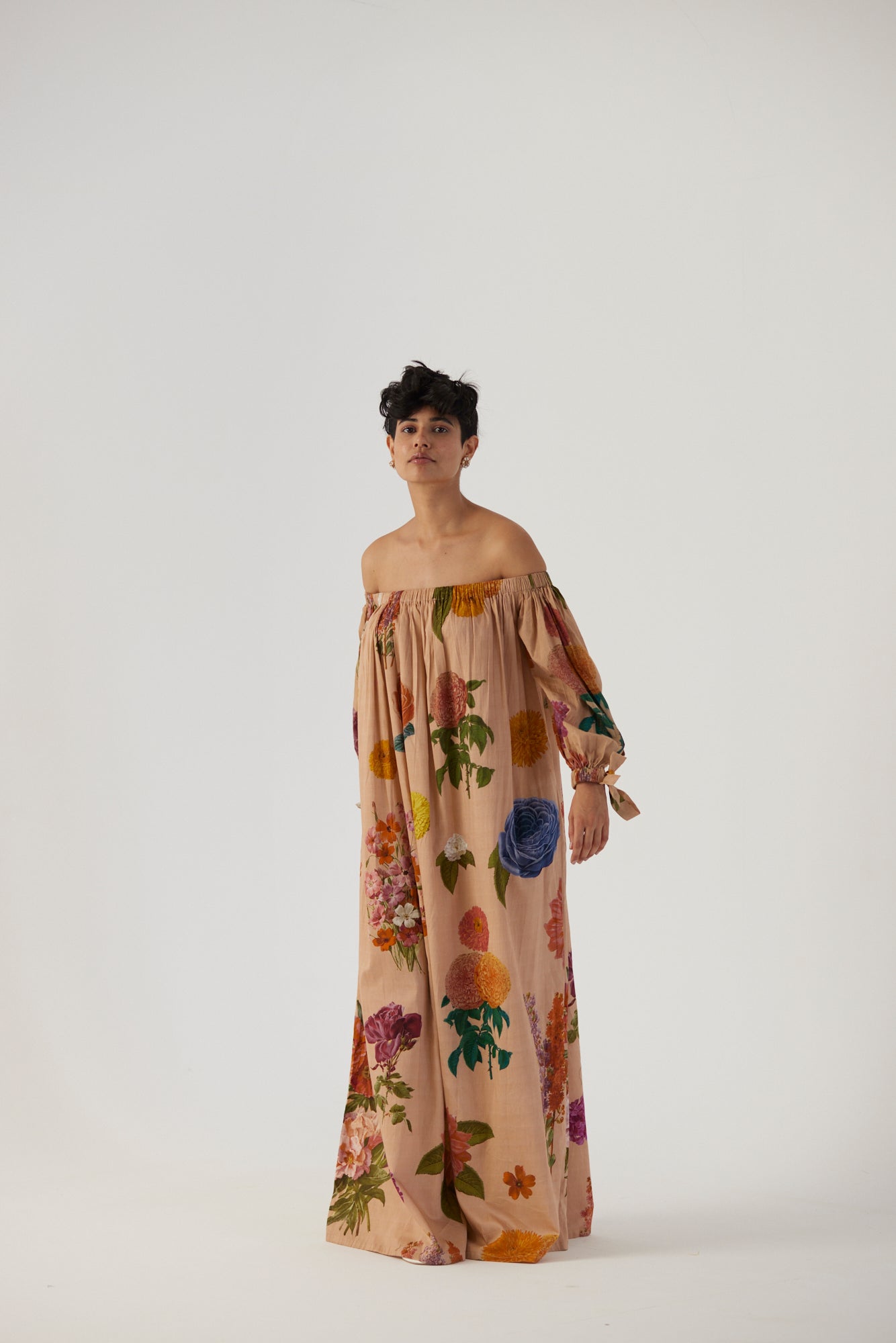 Vintage Garden Off-Shoulder Long Dress