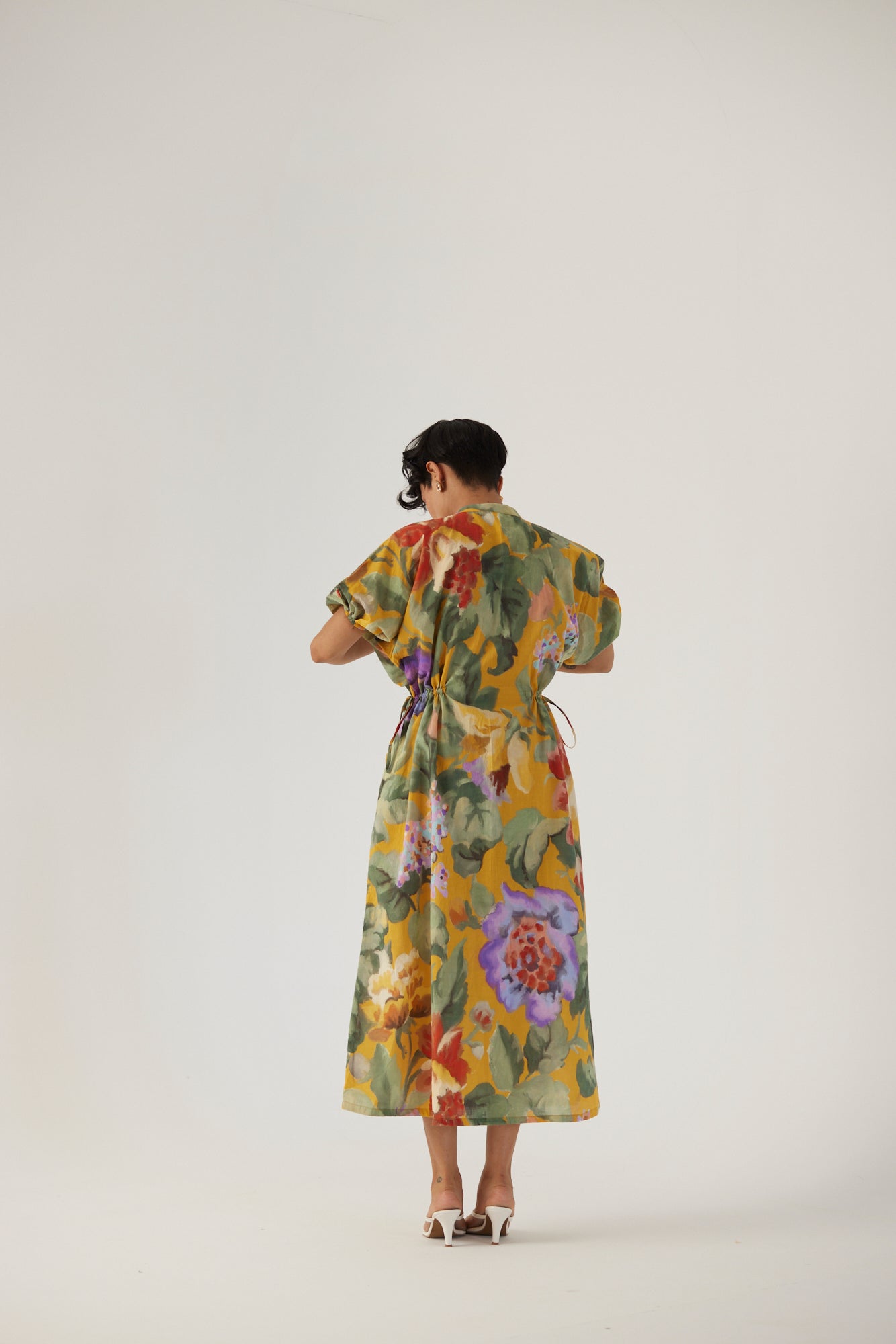 Allora Yellow Side Tie-Up Dress