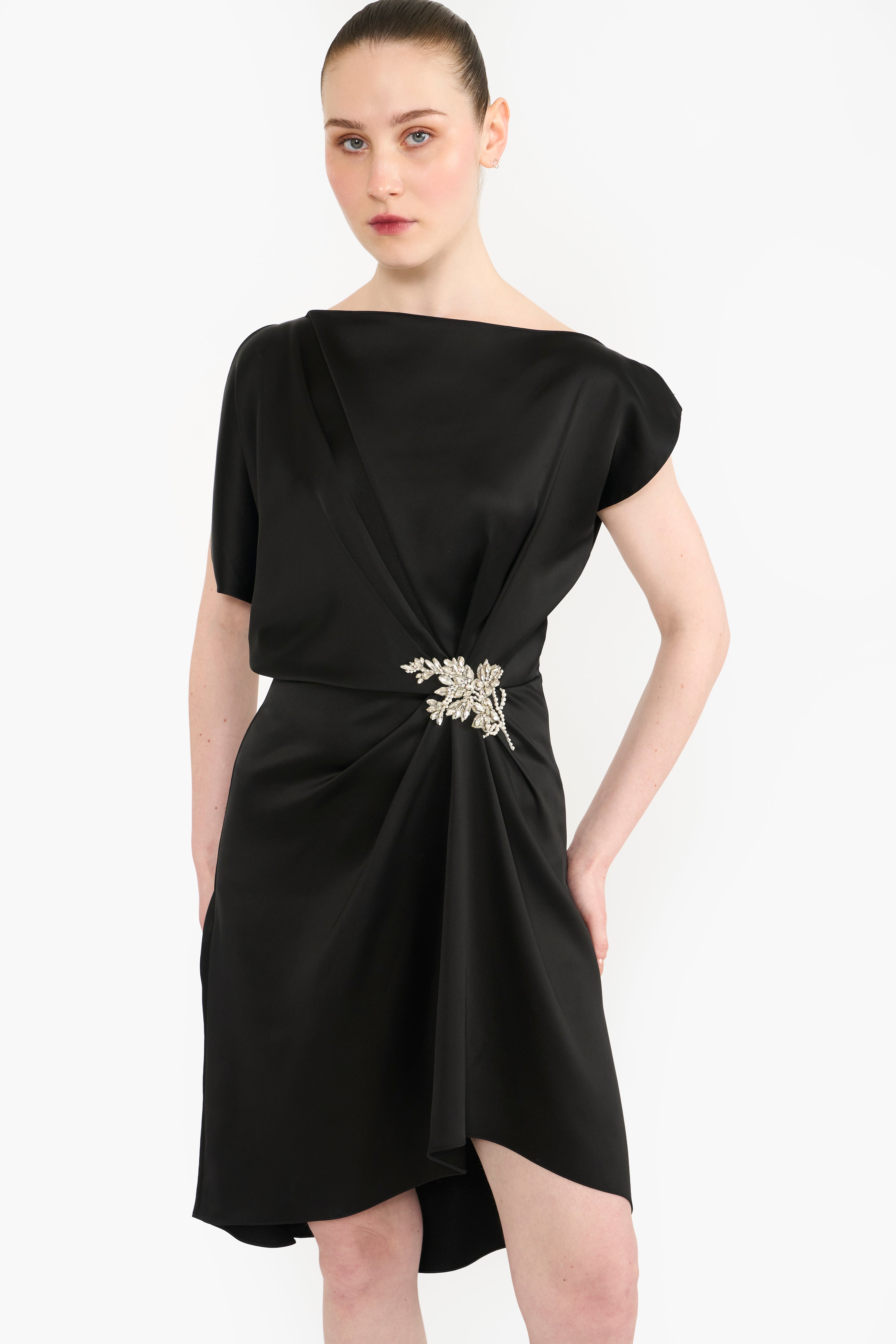 Boat Neck Draped Mini