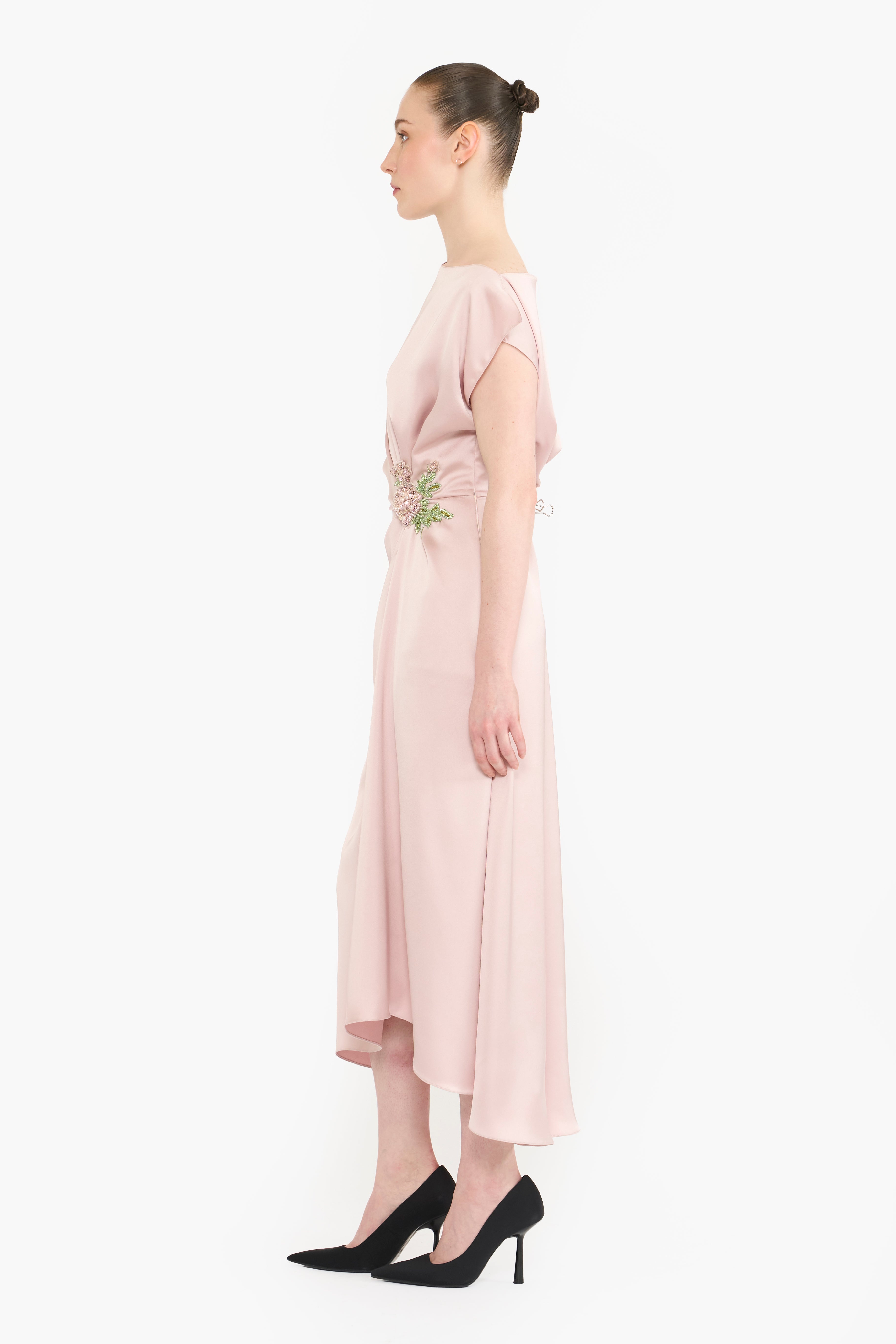 Boat Neck Draped Midi