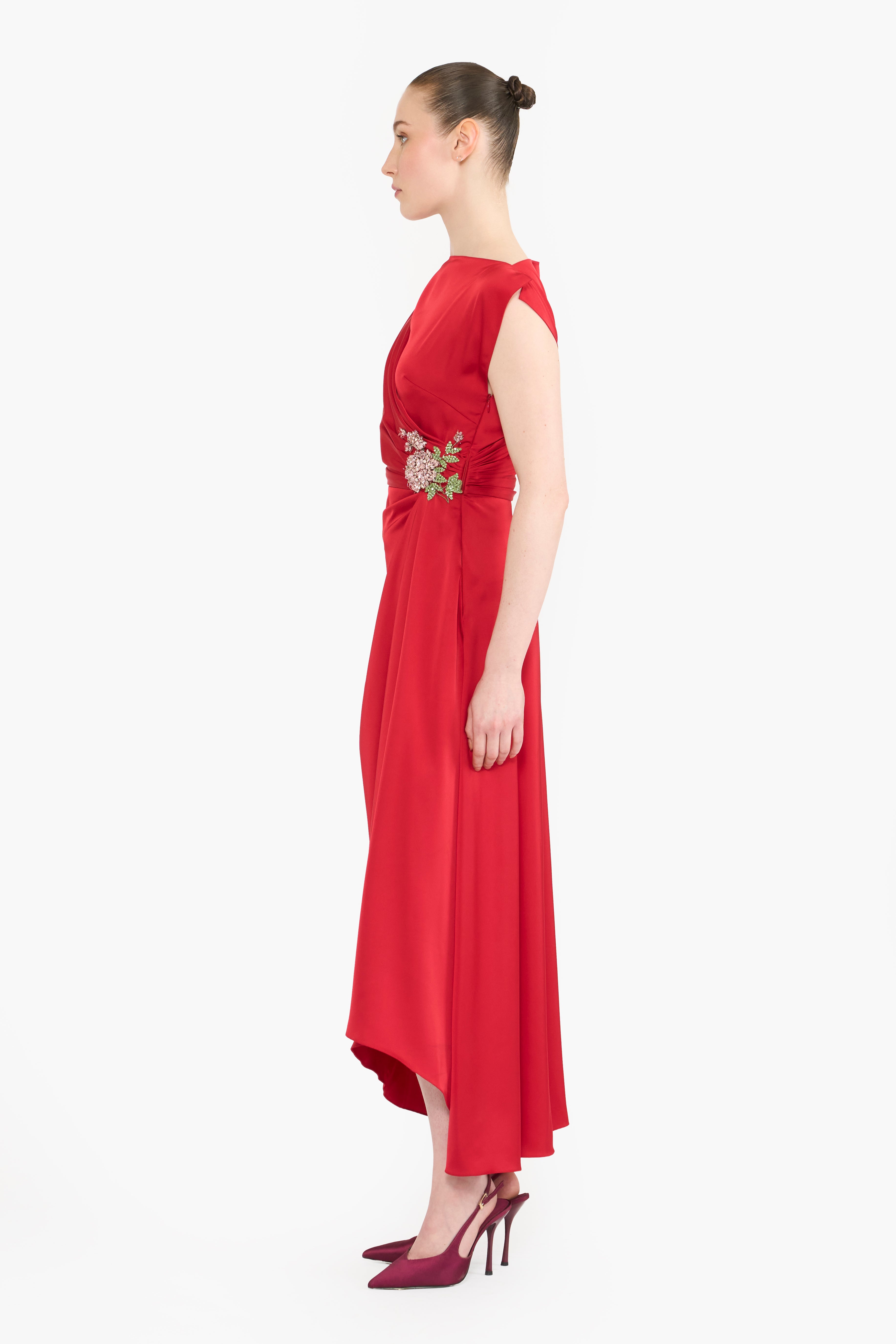 Boat Neck Shoulder Slit Midi