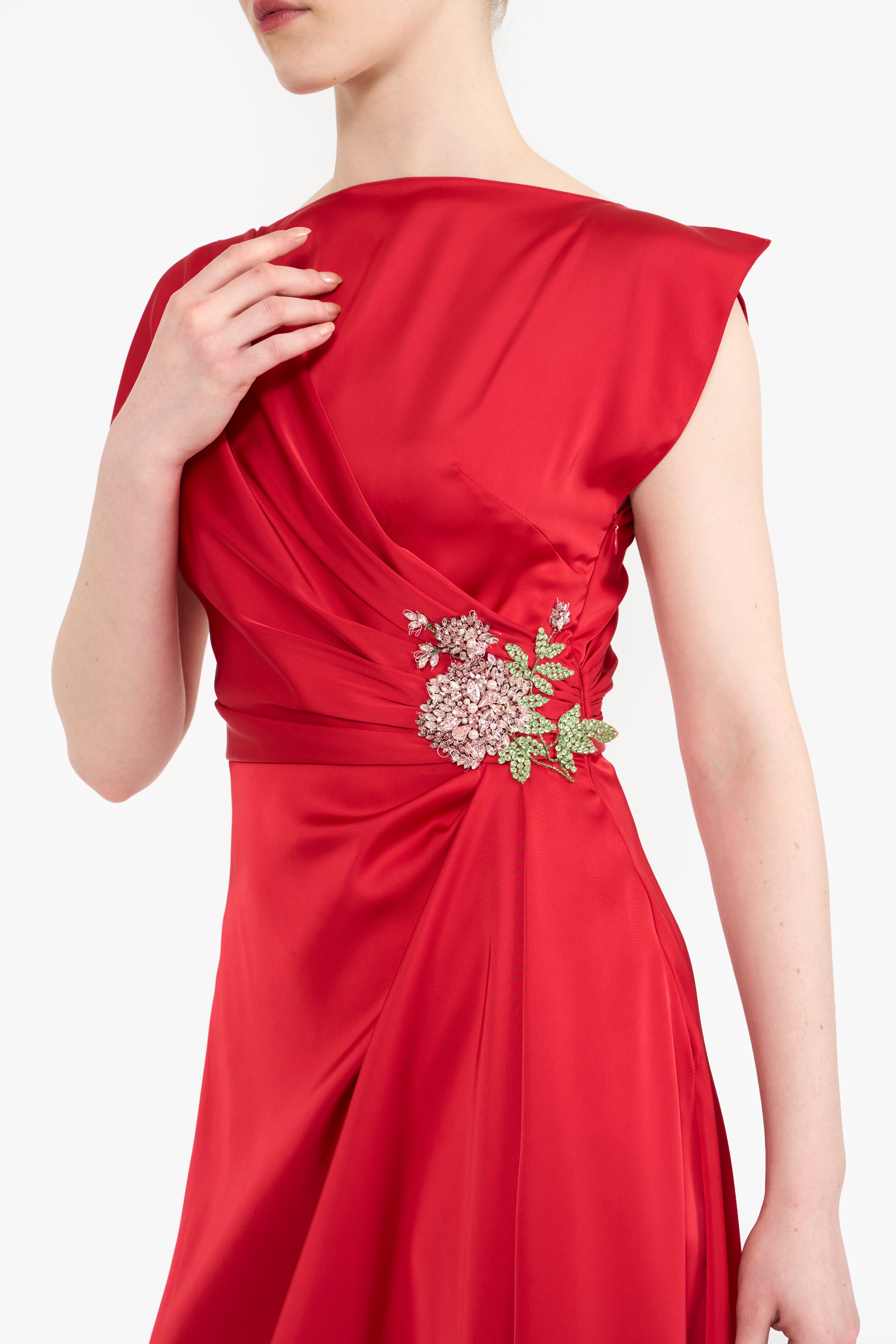 Boat Neck Shoulder Slit Midi
