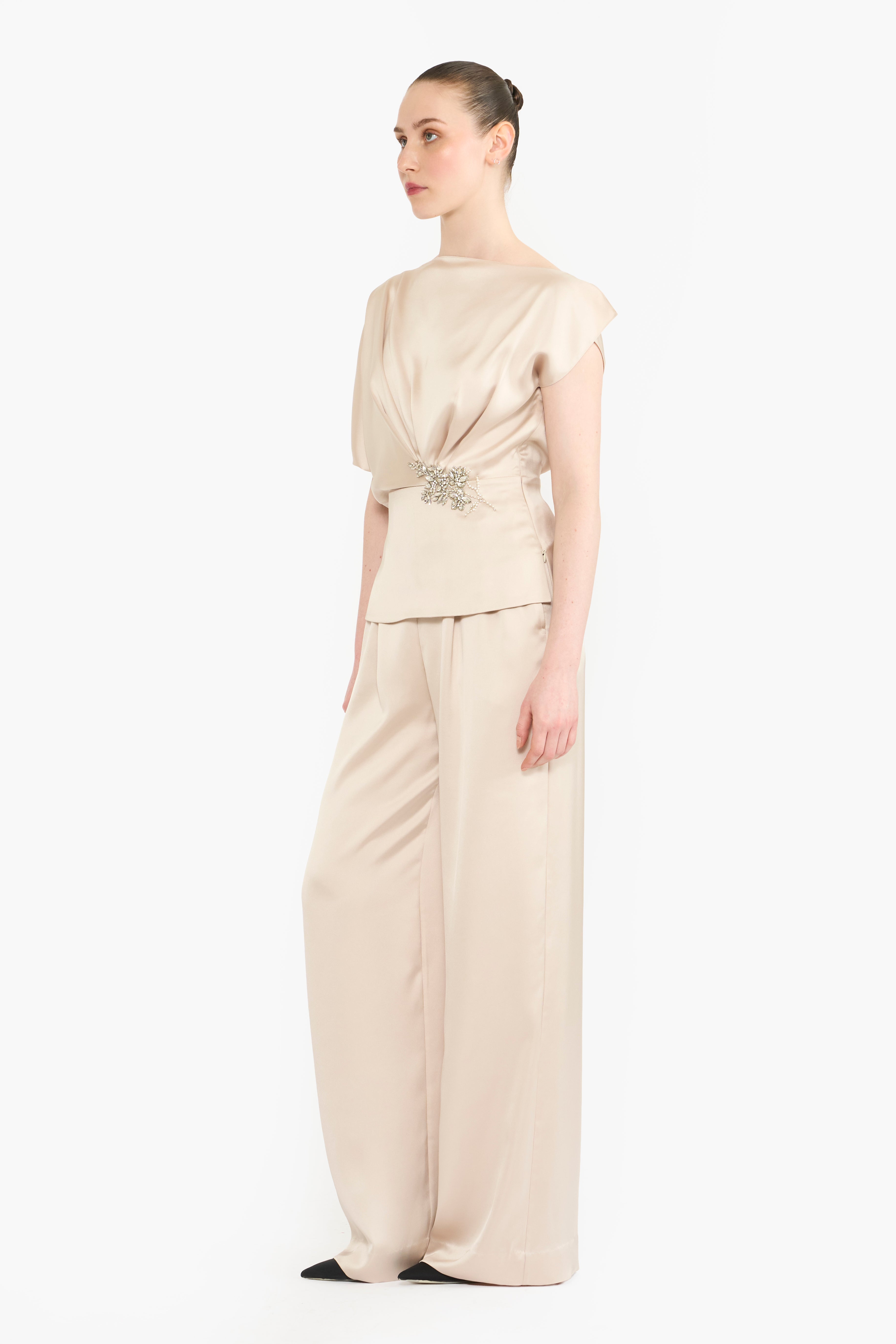 Boat Neck Draped Co-ord Set