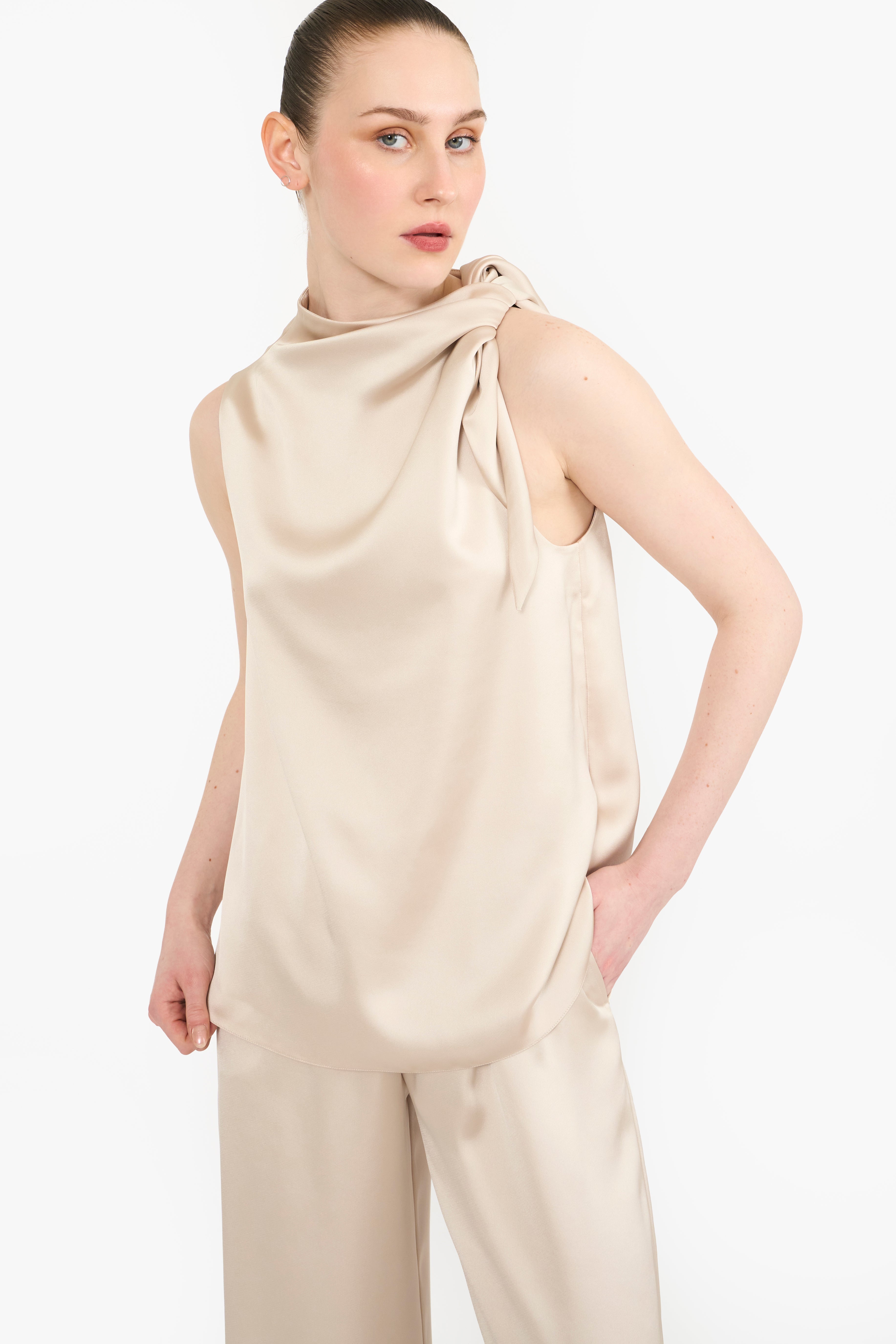 Knotted Shoulder Halter Co-ord Set