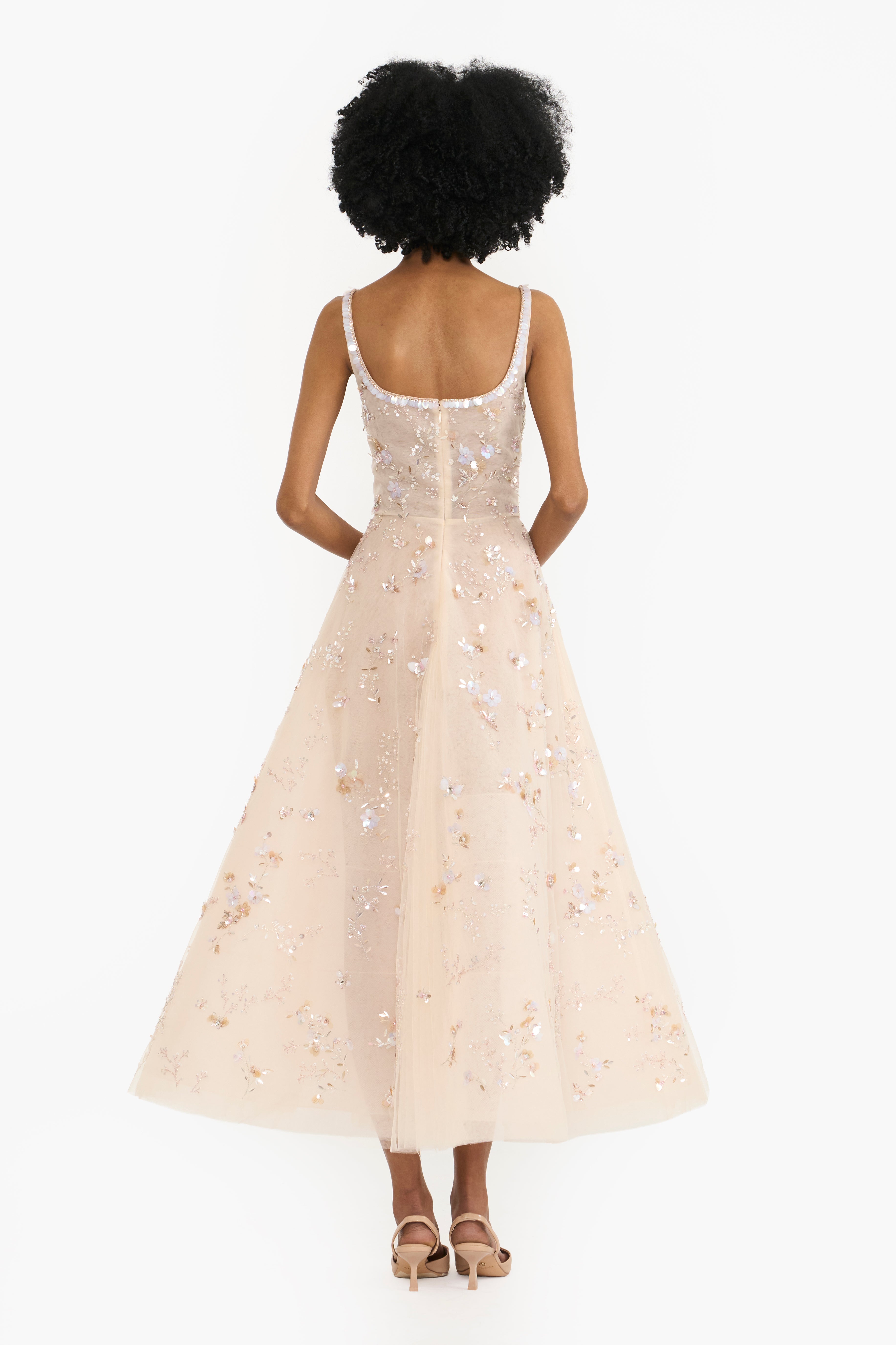 Embroidered Tulle Midi