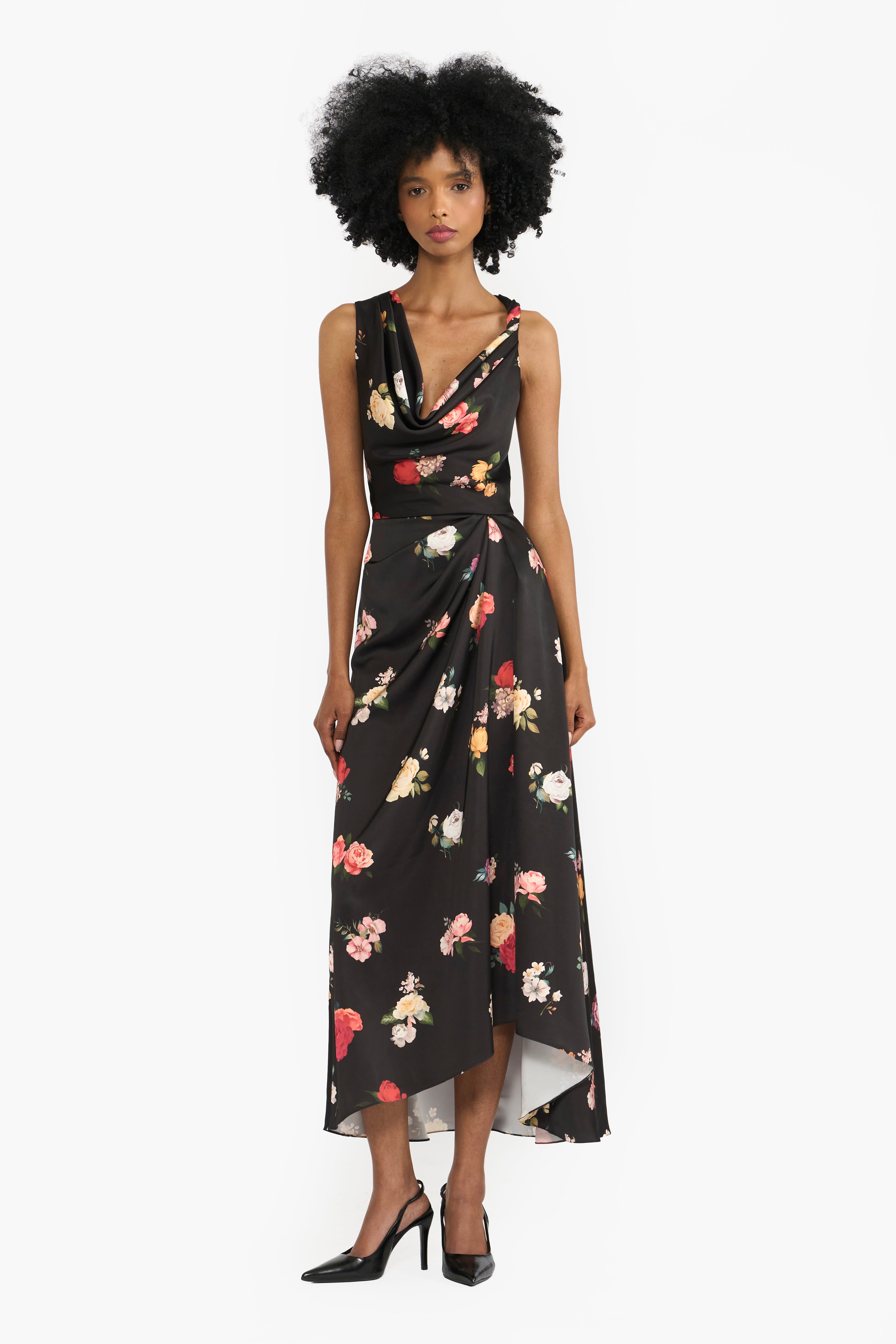 Twisted Cowl Neck Midi