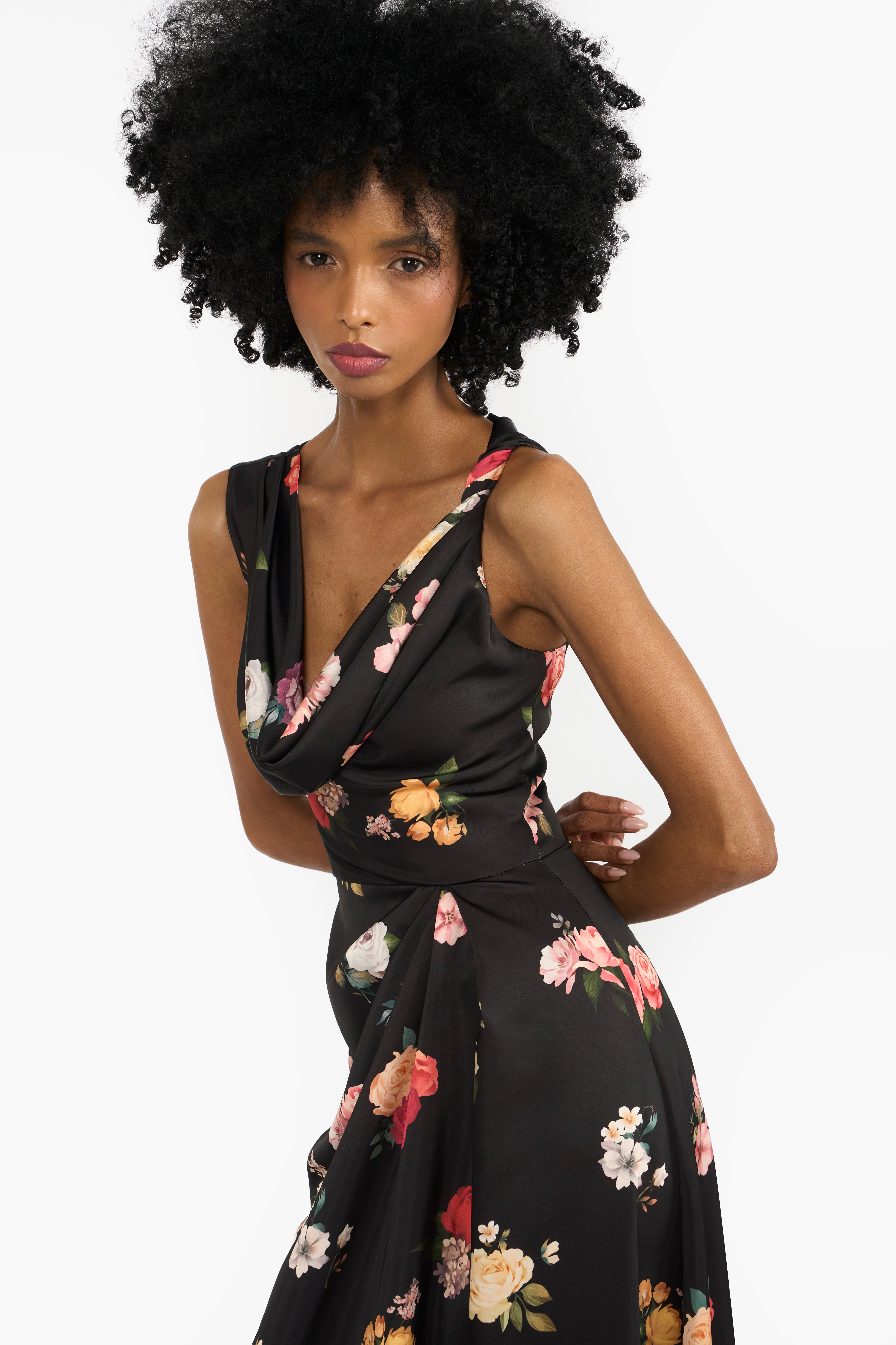 Twisted Cowl Neck Midi