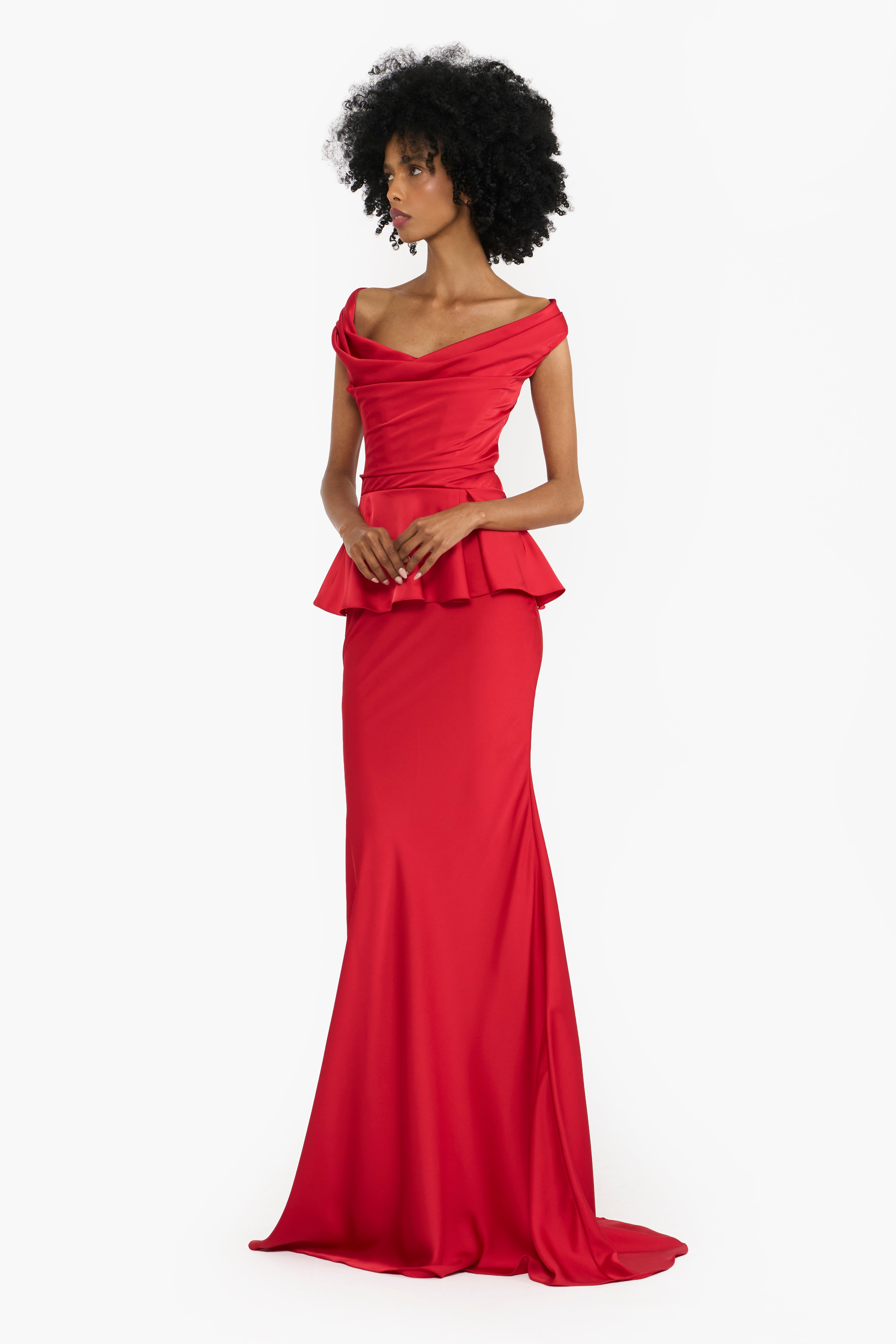 Off-shoulder Peplum Gown