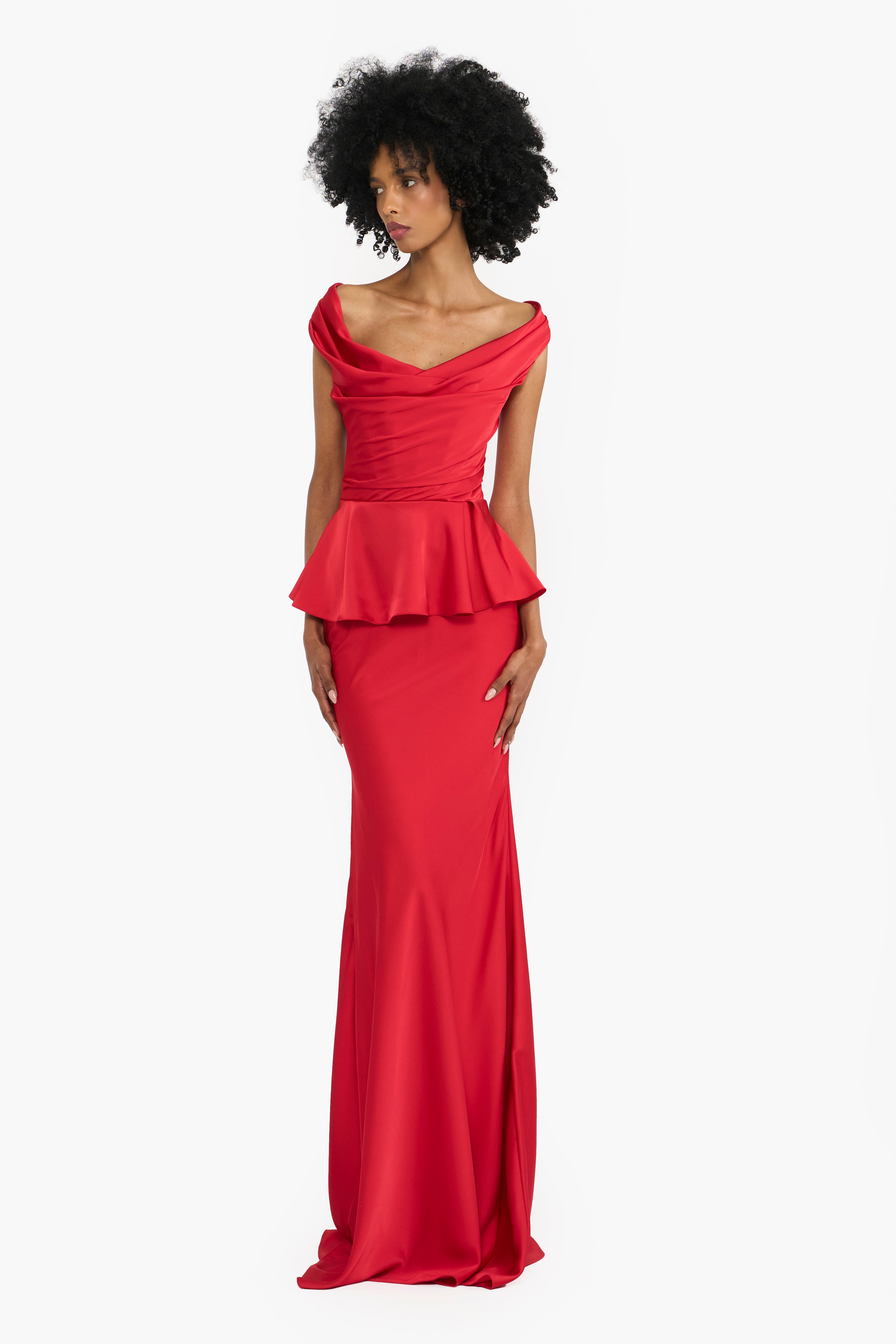 Off-shoulder Peplum Gown