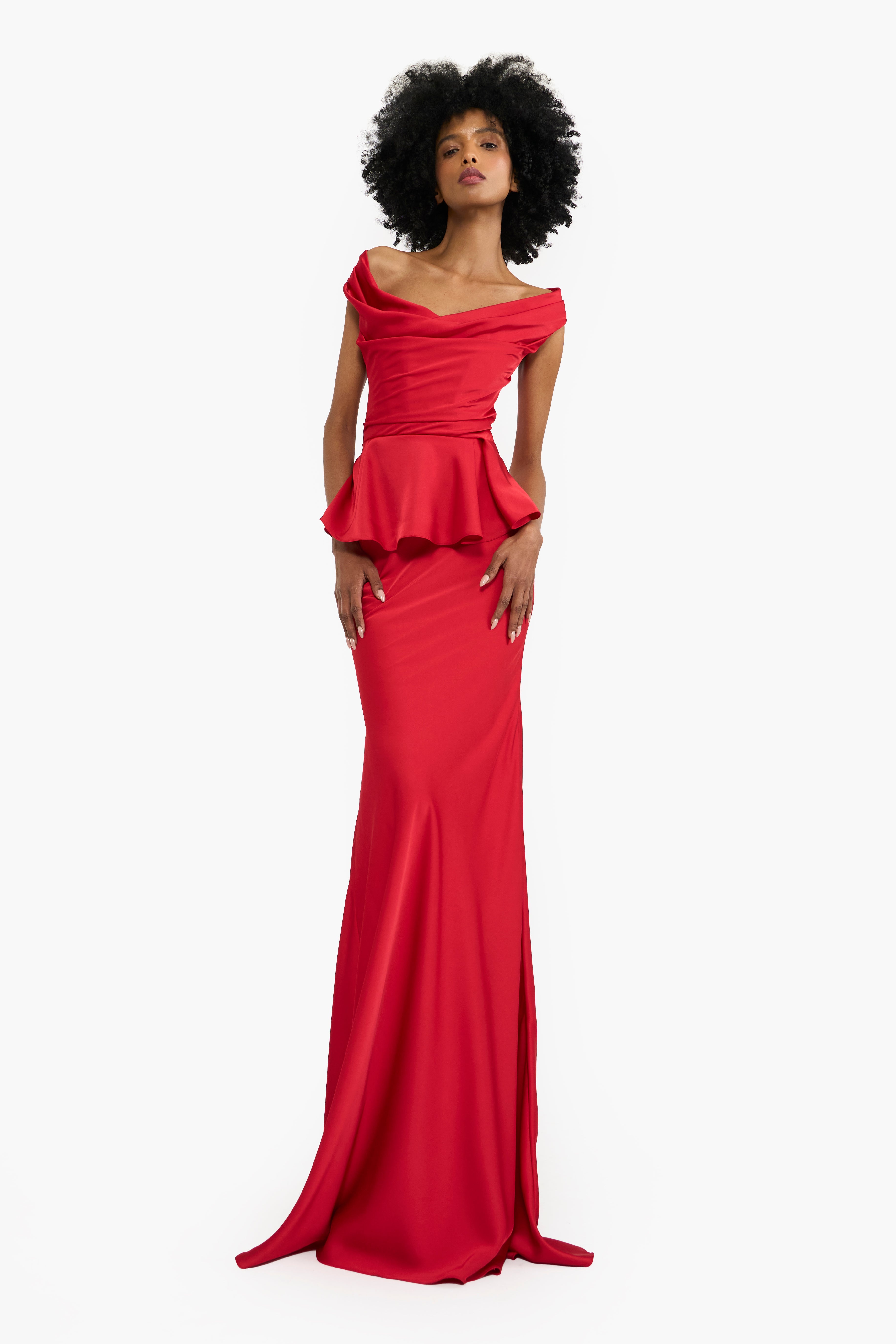 Off-shoulder Peplum Gown